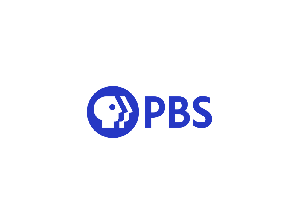 PBS logo with a blue circle containing a white silhouette of a human face and the text 'PBS' in blue.