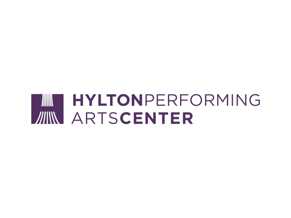 Hylton Performing Arts Center logo with purple and gray text