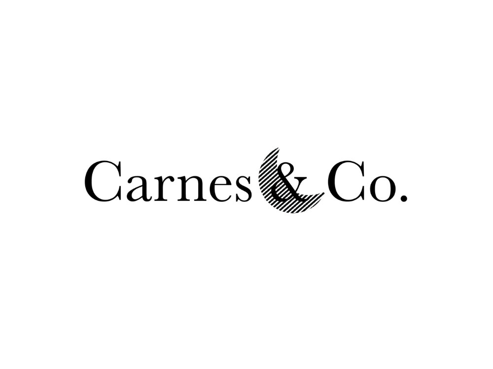 Logo for Carnes & Co. with a crescent moon shape behind the ampersand.