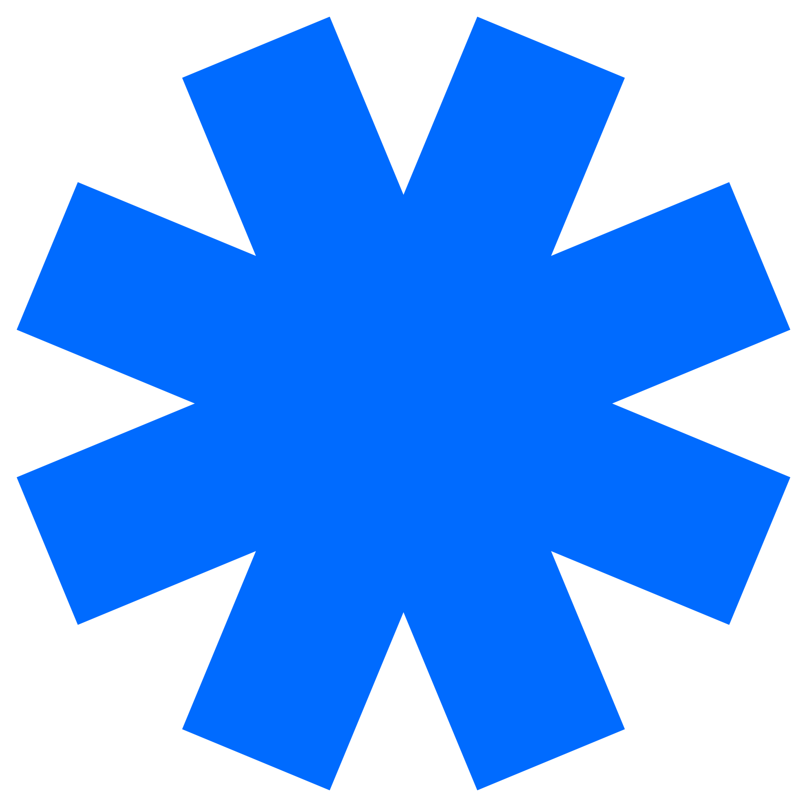 A symmetrical blue and black geometric star-like design with sharp, angular points on a black background.