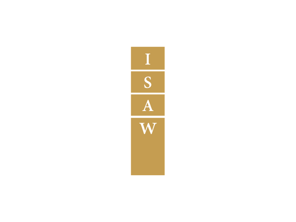 Vertical stack of four gold-colored blocks with the letters I, S, A, W, from top to bottom