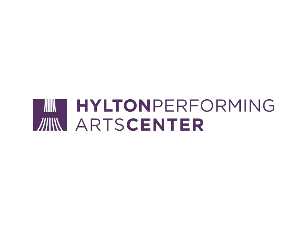 Logo for Hylton Performing Arts Center in purple and gray text on a white background.