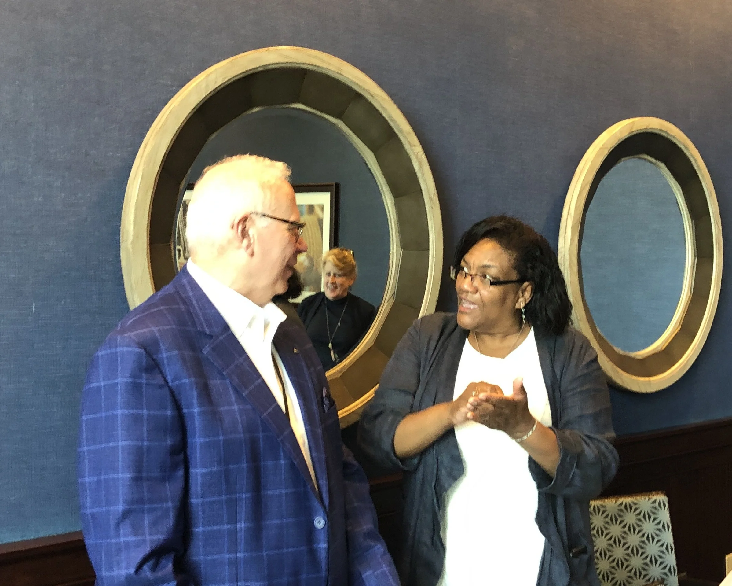 Picture of Blane Dessy of the Burleigh Legacy Alliance with Cheryl Rush Dix