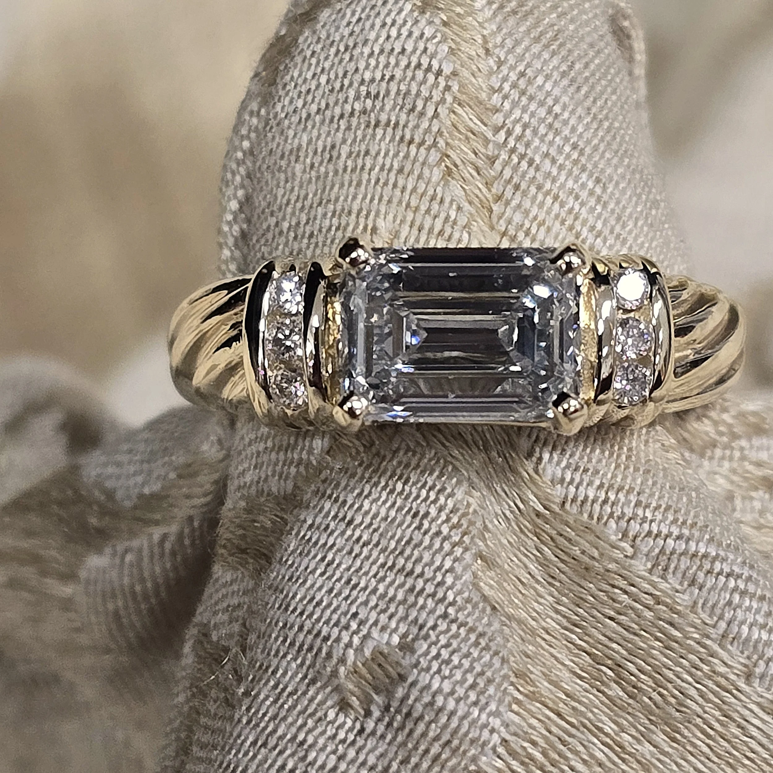 Emerald cut diamond sideways
