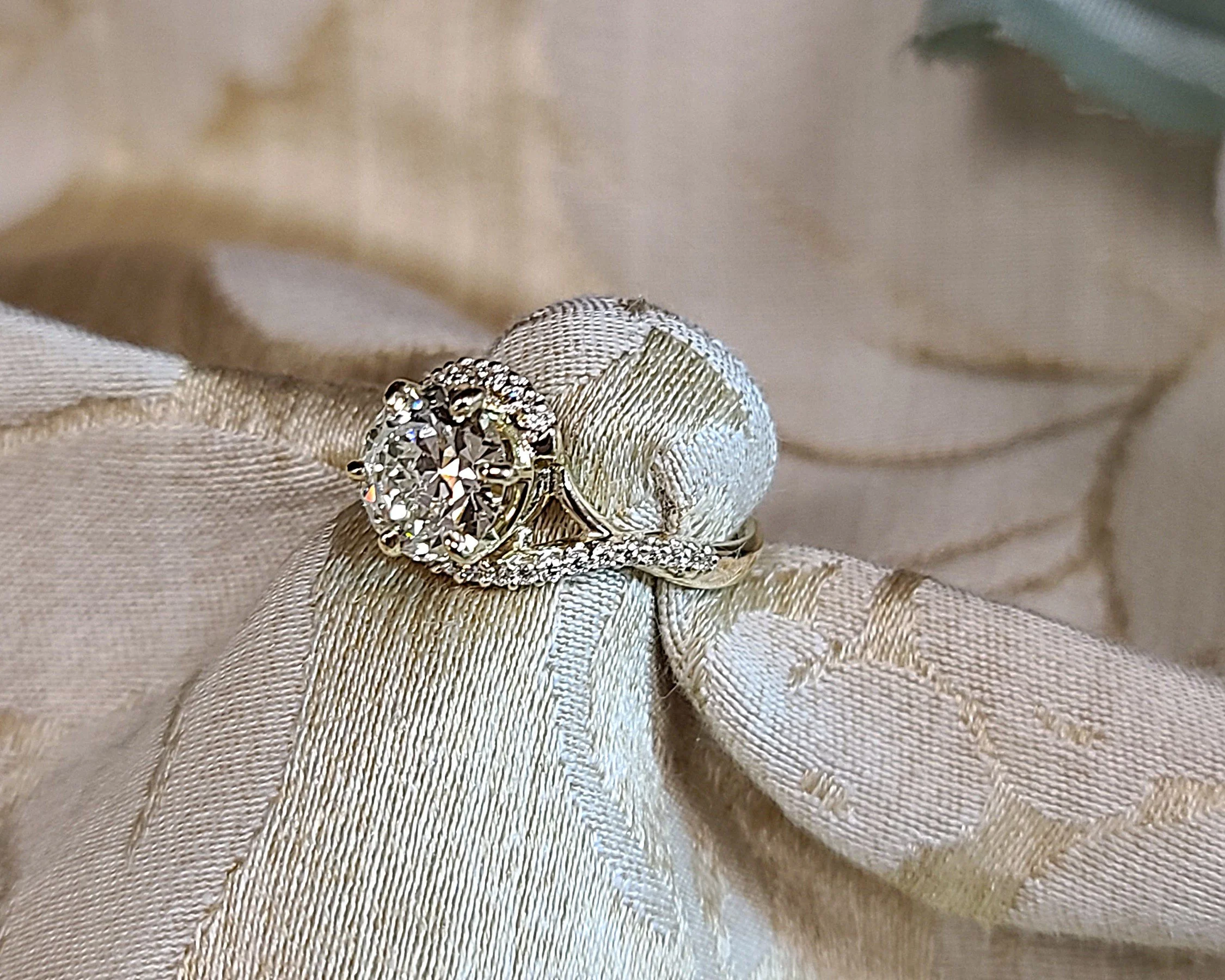 Old European cut bypass engagement ring