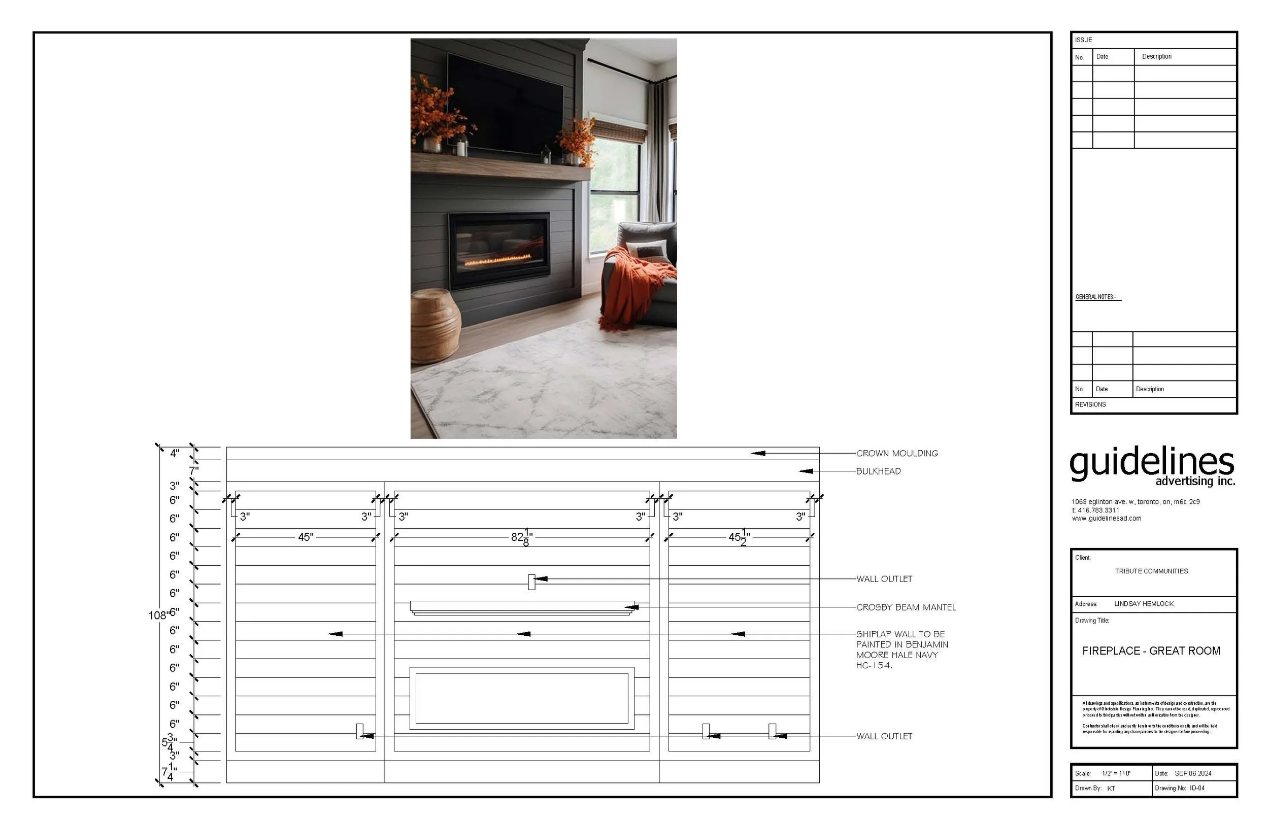 Great Room Fireplace Feature Wall Elevation