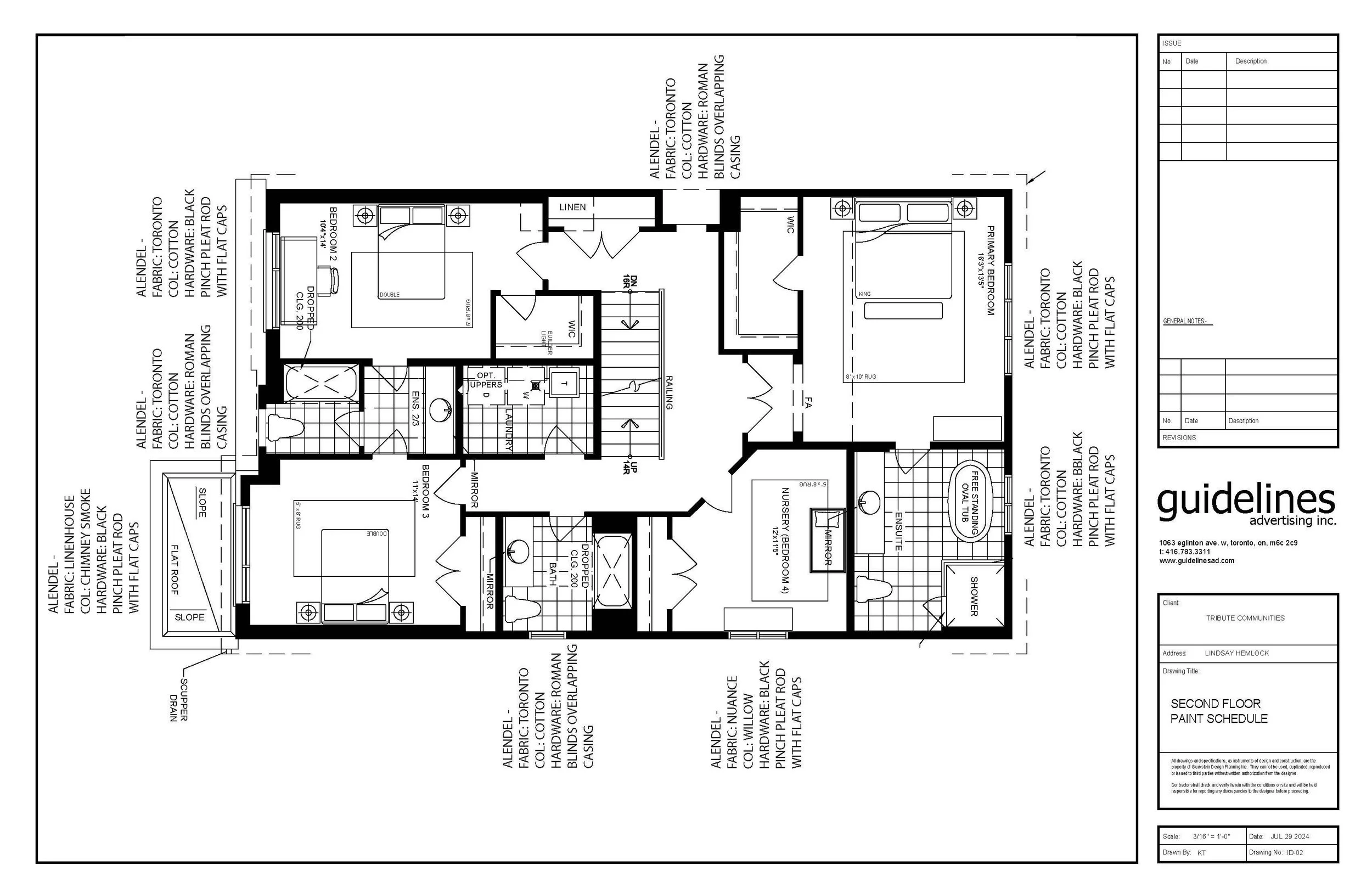 Second Floor Drapery Schedule