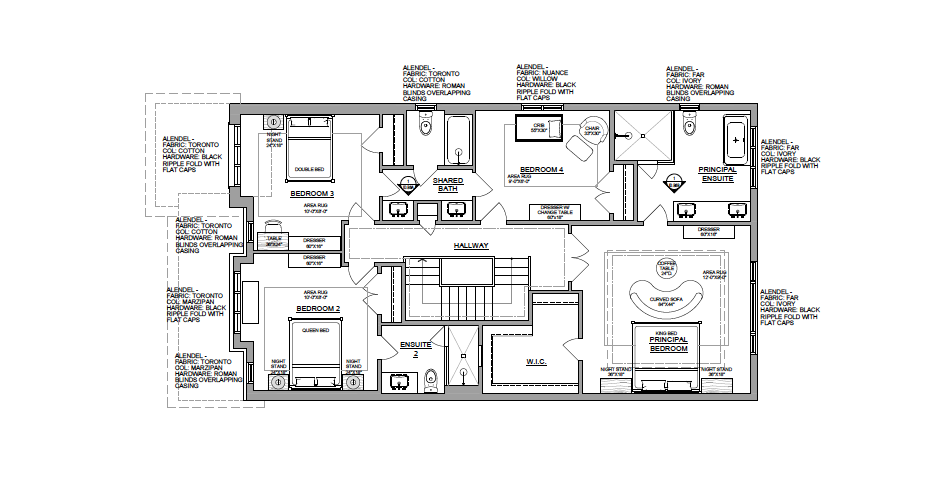 Second Floor Drapery Schedule