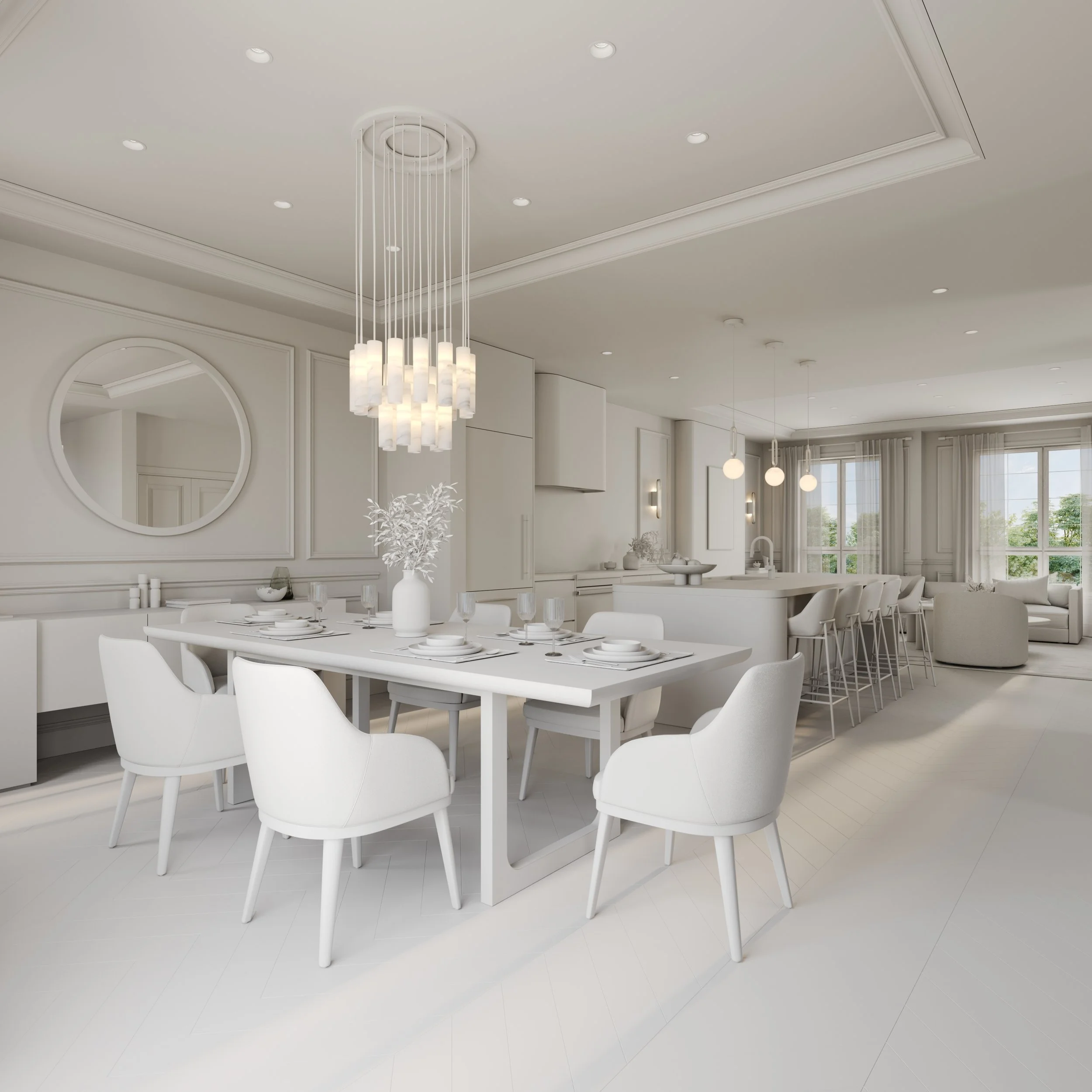Dining Room Clay Render - Model Home 3302
