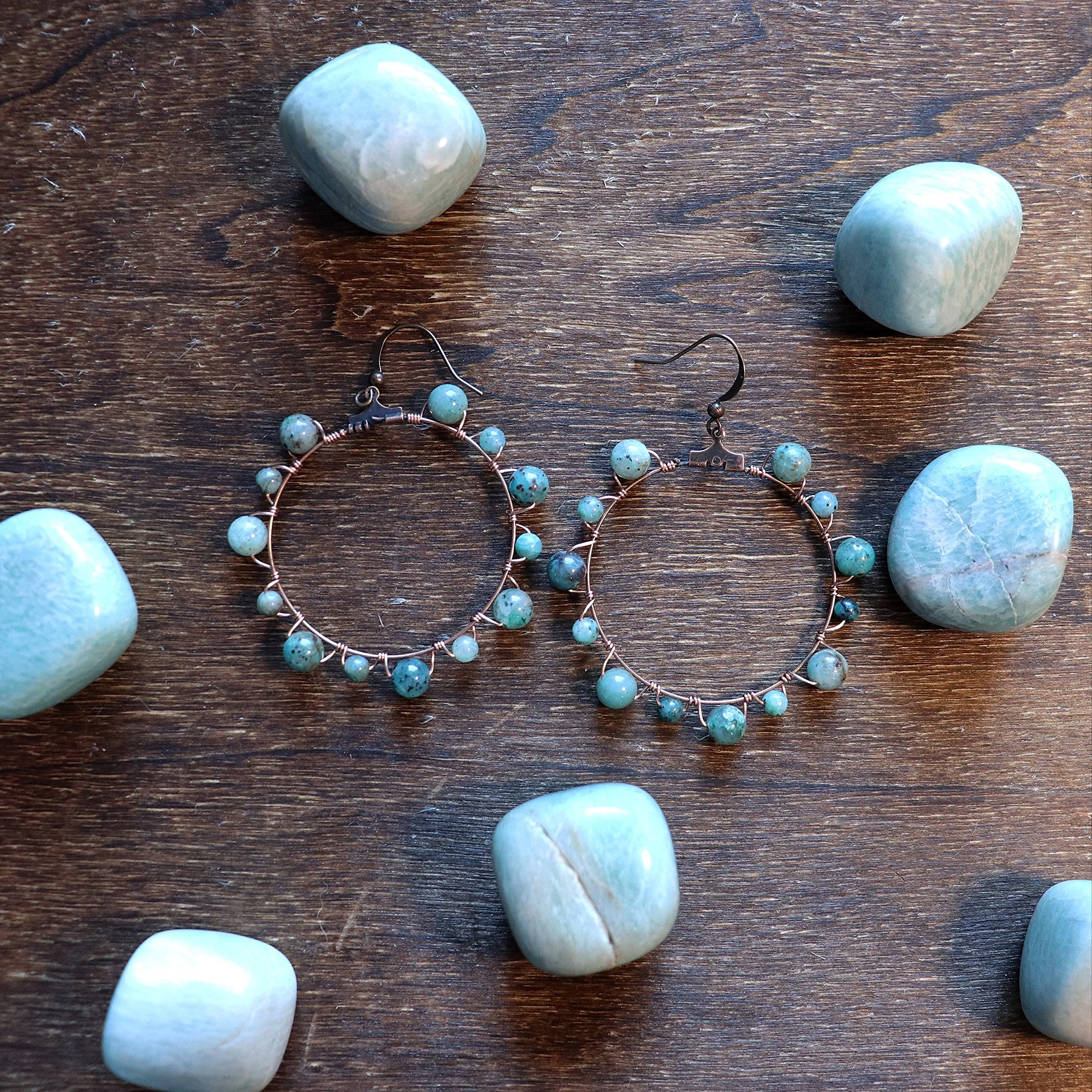 Chrysocolla Hoop Earrings