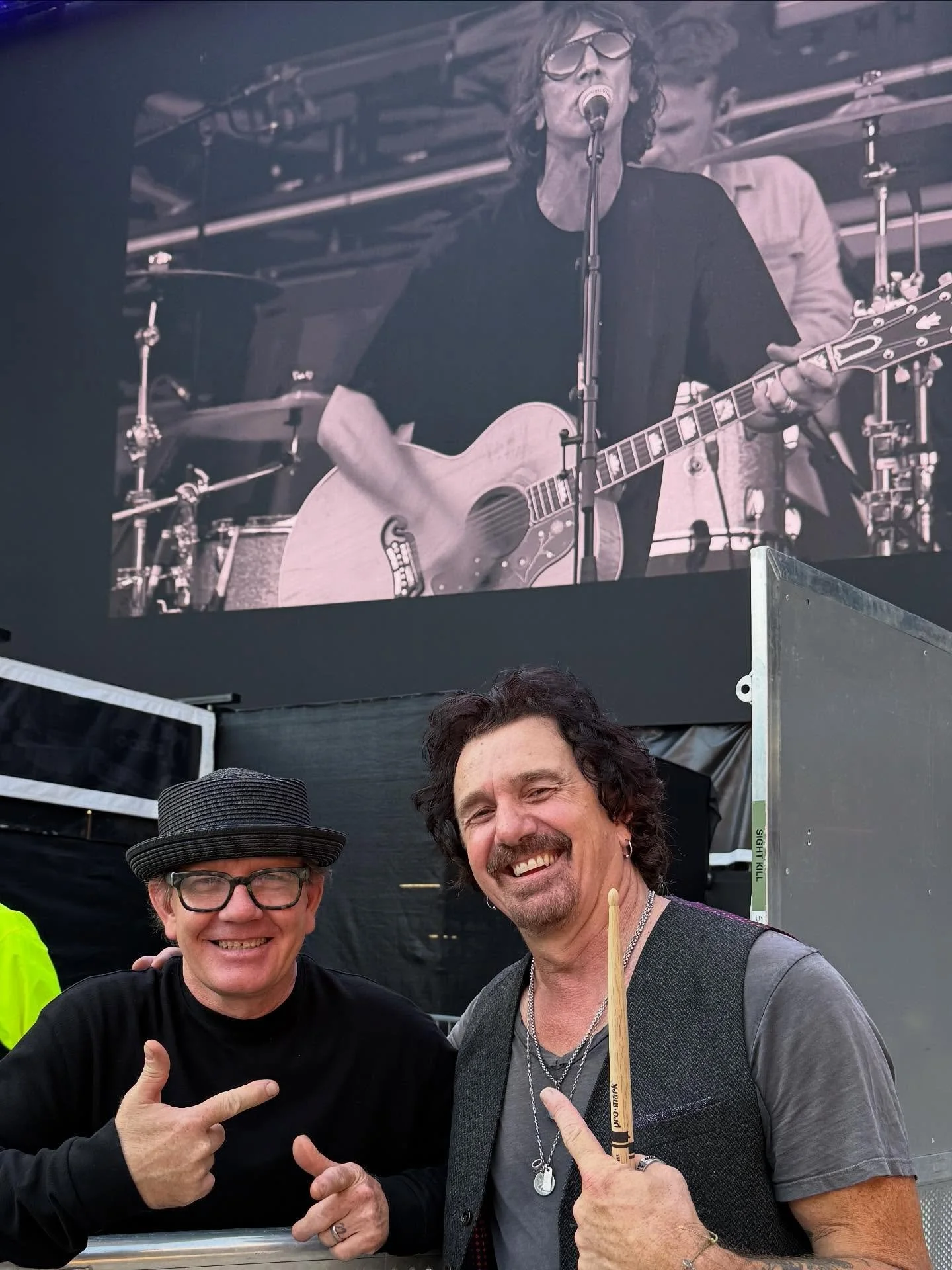 Doing the &ldquo;rock point&rdquo; with @timsoya while @richardashcroftofficial serenades us. Can&rsquo;t thank you enough for everything Soya. Especially the epic drum talk over some great coffee&hellip;we won&rsquo;t mention the doom metal hipster 