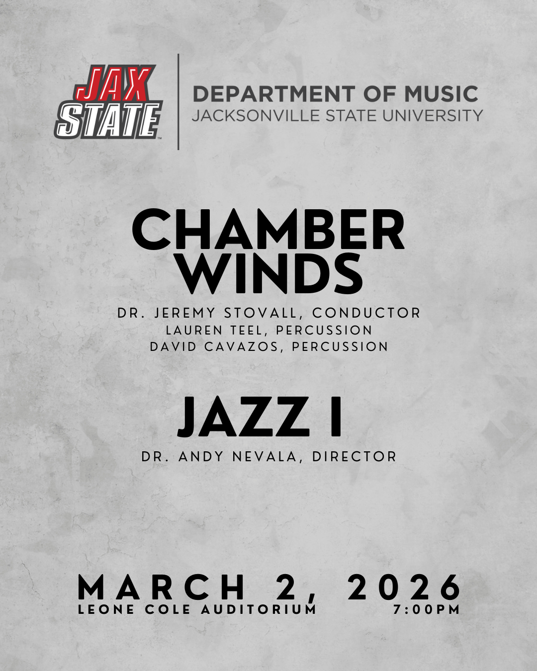 JAX State Jazz Ensemble I and Chamber Winds