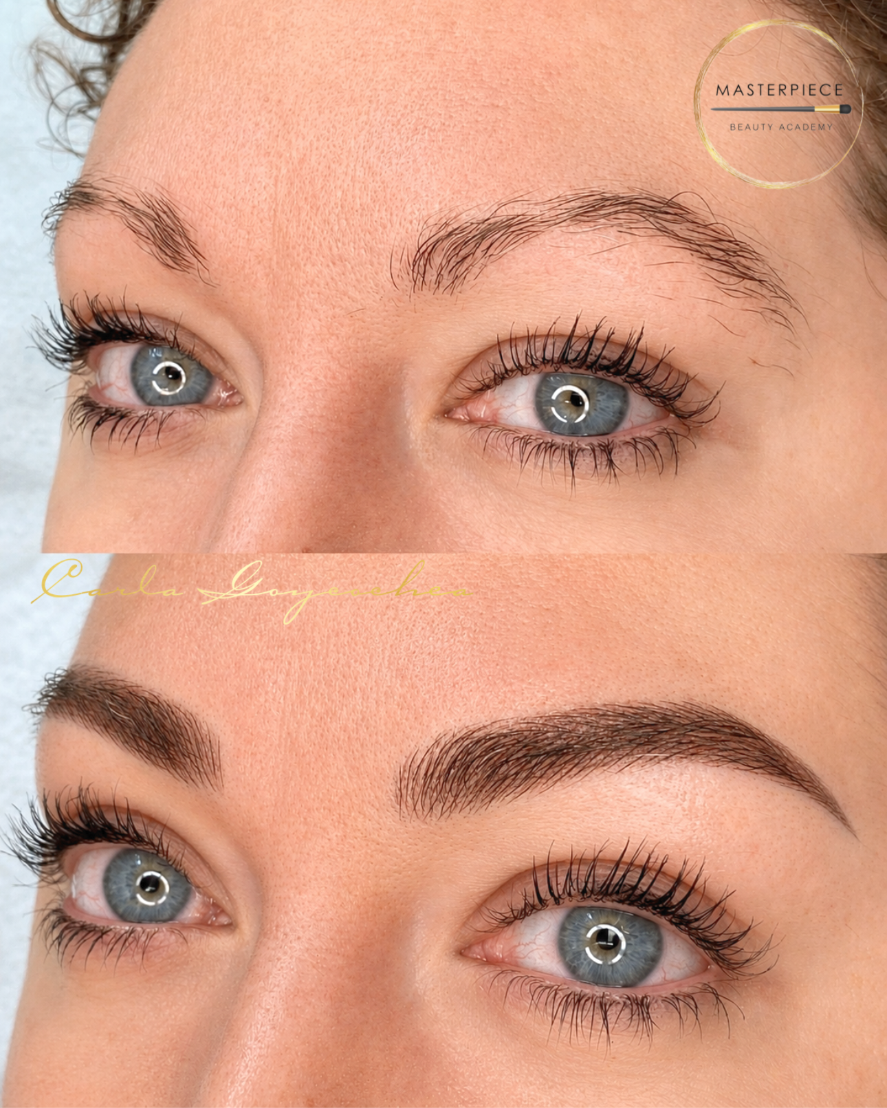 cejas combo con Microblading y powder efecto polvo para darle mayor cobertura a las cejas. maquillaje permanente de cejas en Maryland. la mejor academia de pmu en Rockville Maryland