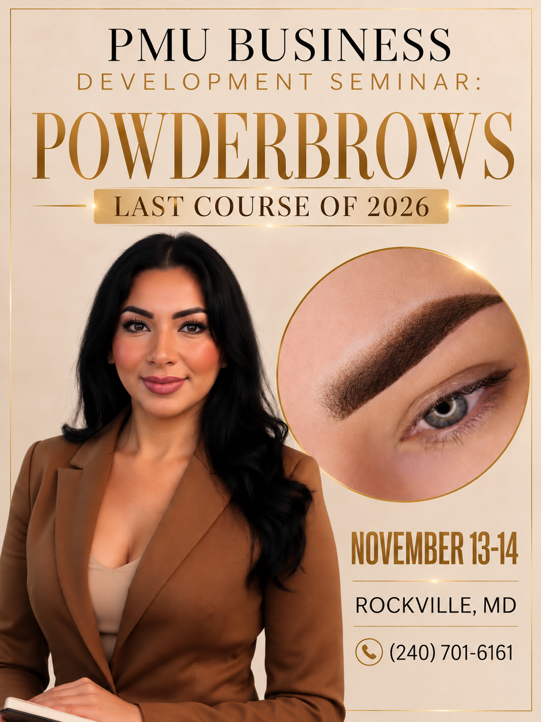 curso de powderbrows en maryland, recibe certificación pmu en rockville