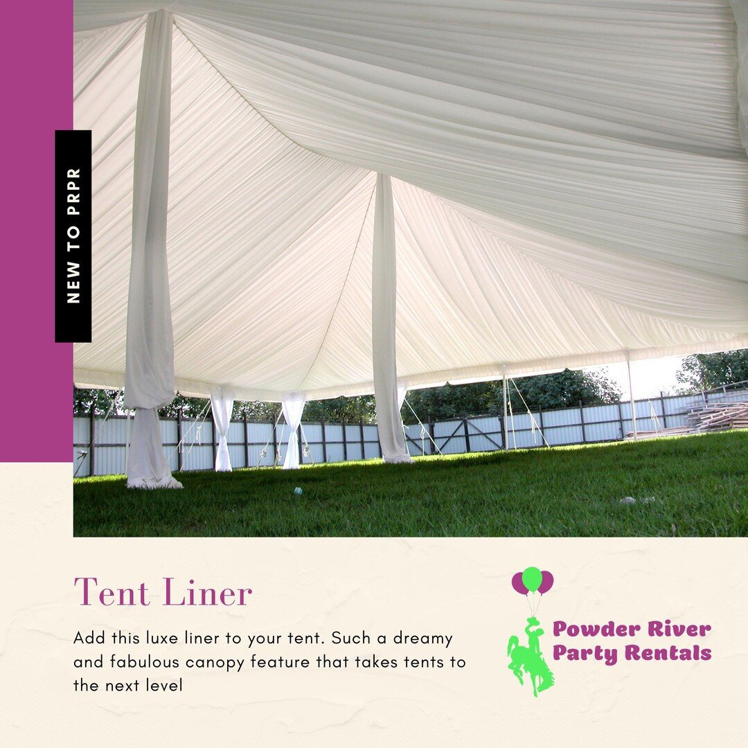 Another new addition to PRPR! 

Tent liners! A great decorative piece that adds a dressy and extravagant aspect to your event. 

Don't wait to reserve!