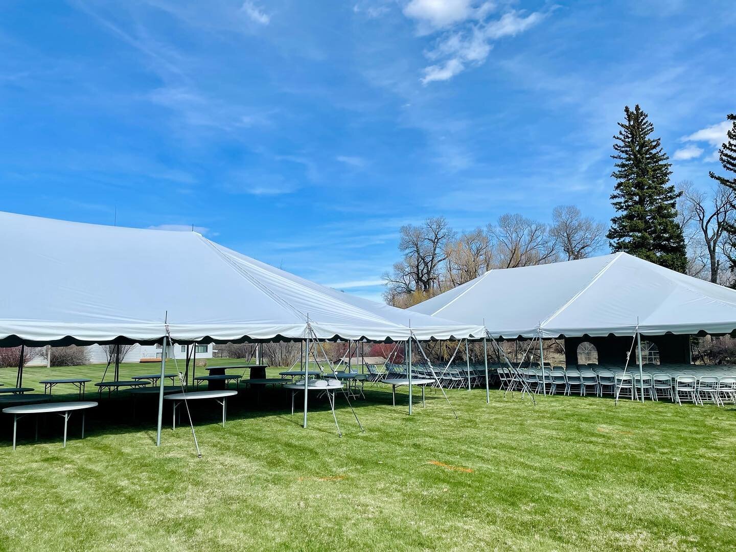 Event setup at the beautiful Padlock Ranch in Ranchester, WY.  Spring/Summer 2021 events are in full swing. 
Call to book now! 307-752-6111 &amp; 307-461-2272