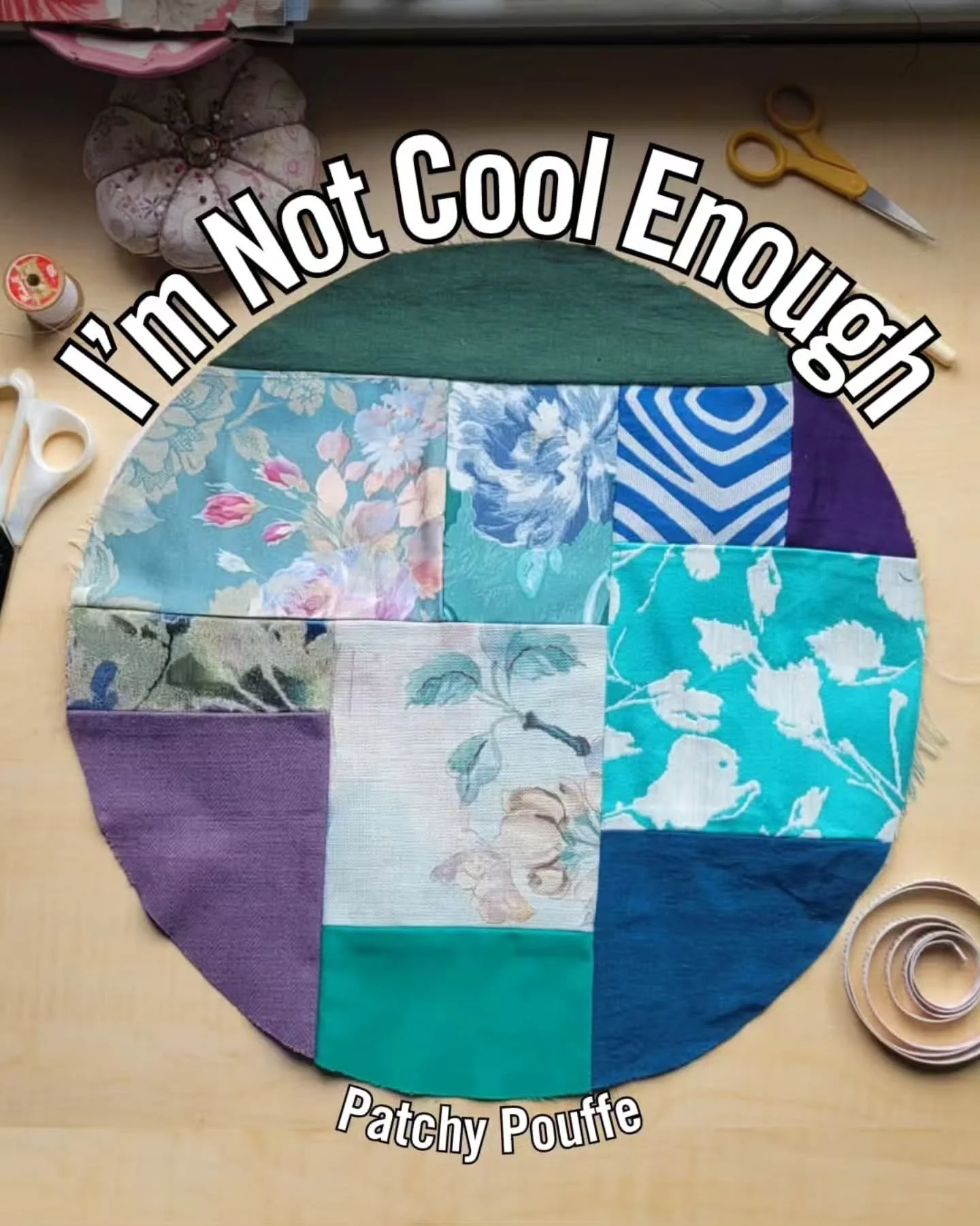 Drop a 🥶 in the comments if you get the reference! Hint: Rock and Roll🎸🎹

I&rsquo;M NOT COOL ENOUGH patchy pouffes are made from fabrics in cool tones. Inspiration from things as cool as a cucumber, like the ocean, mountainous horizons, lavender f