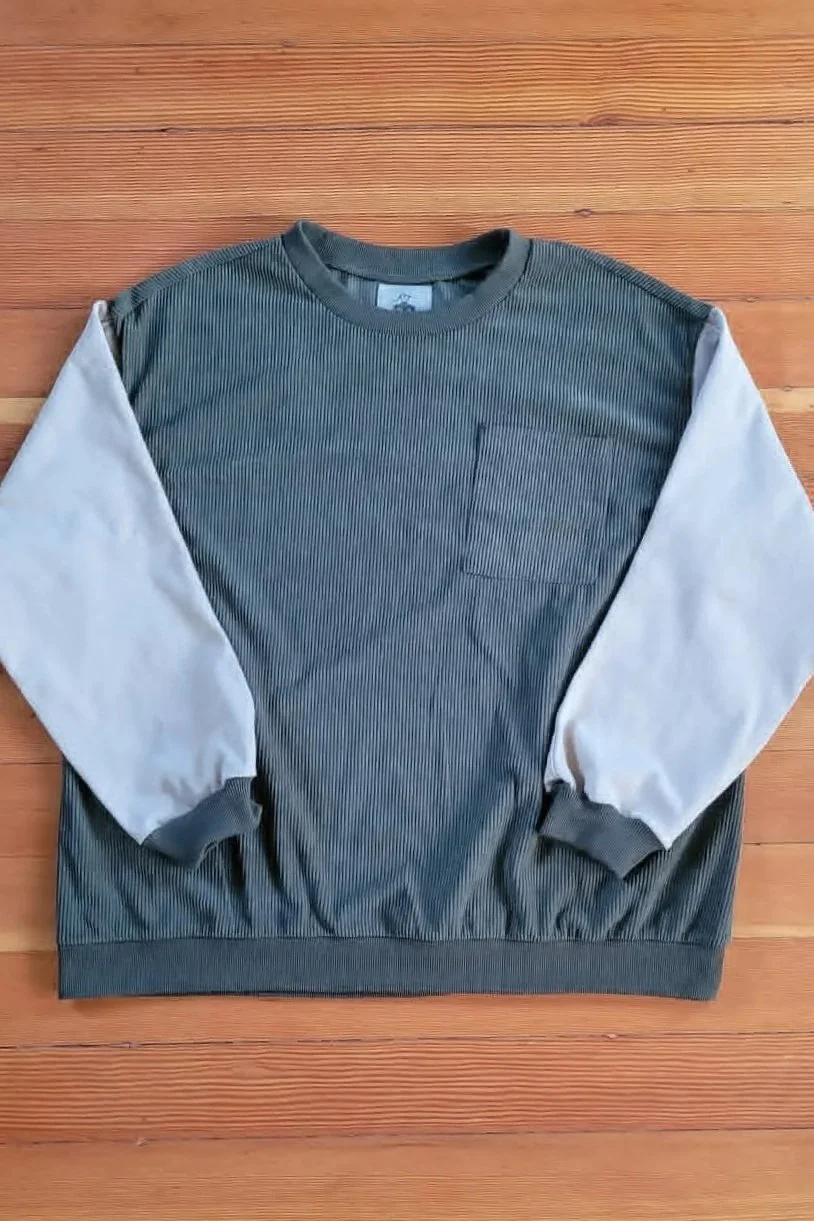 Olive Corduroy & Tan Crew - XL - $95
