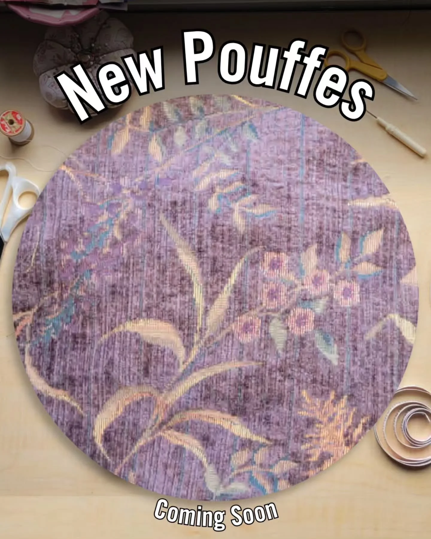 New Pouffes Dropping July 21! 

Florals, prints, and textures, OH My!

Check out my online shop to see the whole drop! Join the email list to get early access and first pick!

Each pouffe is made from recirculated or upcycled fabric. Therefore, there