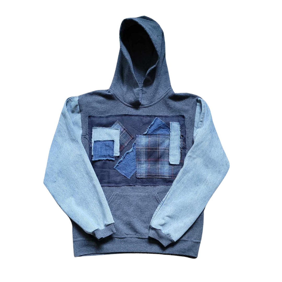 Grey Textile Art Hoodie - Small - $140