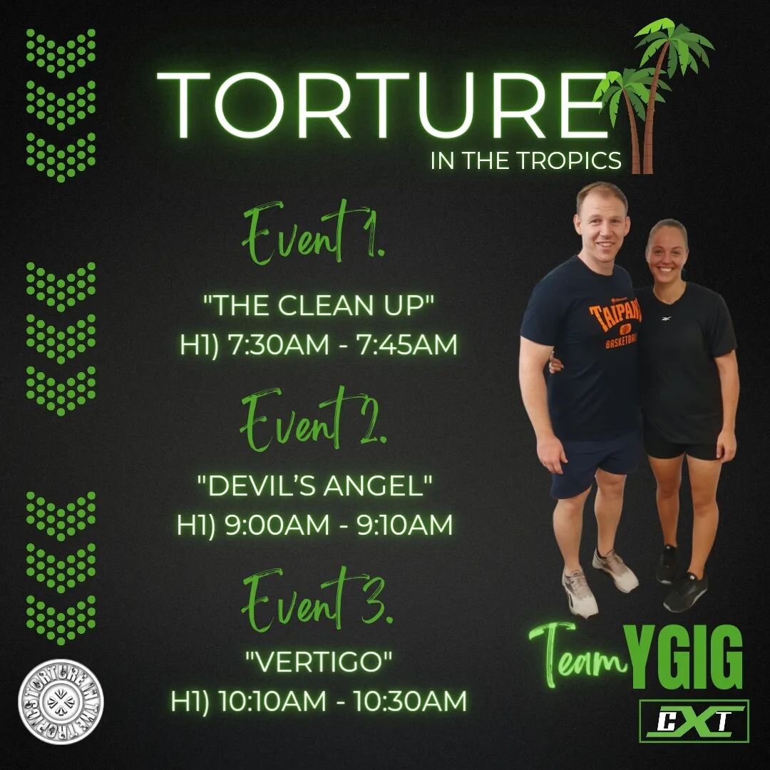 Another @tortureinthetropics competition and another CXT team💚🖤

If you're free this Saturday come down to @cfdungeon to check out this awesome event and watch this amazing couple do their thing💪🏽

All the best to Dean and Alexa on their second c