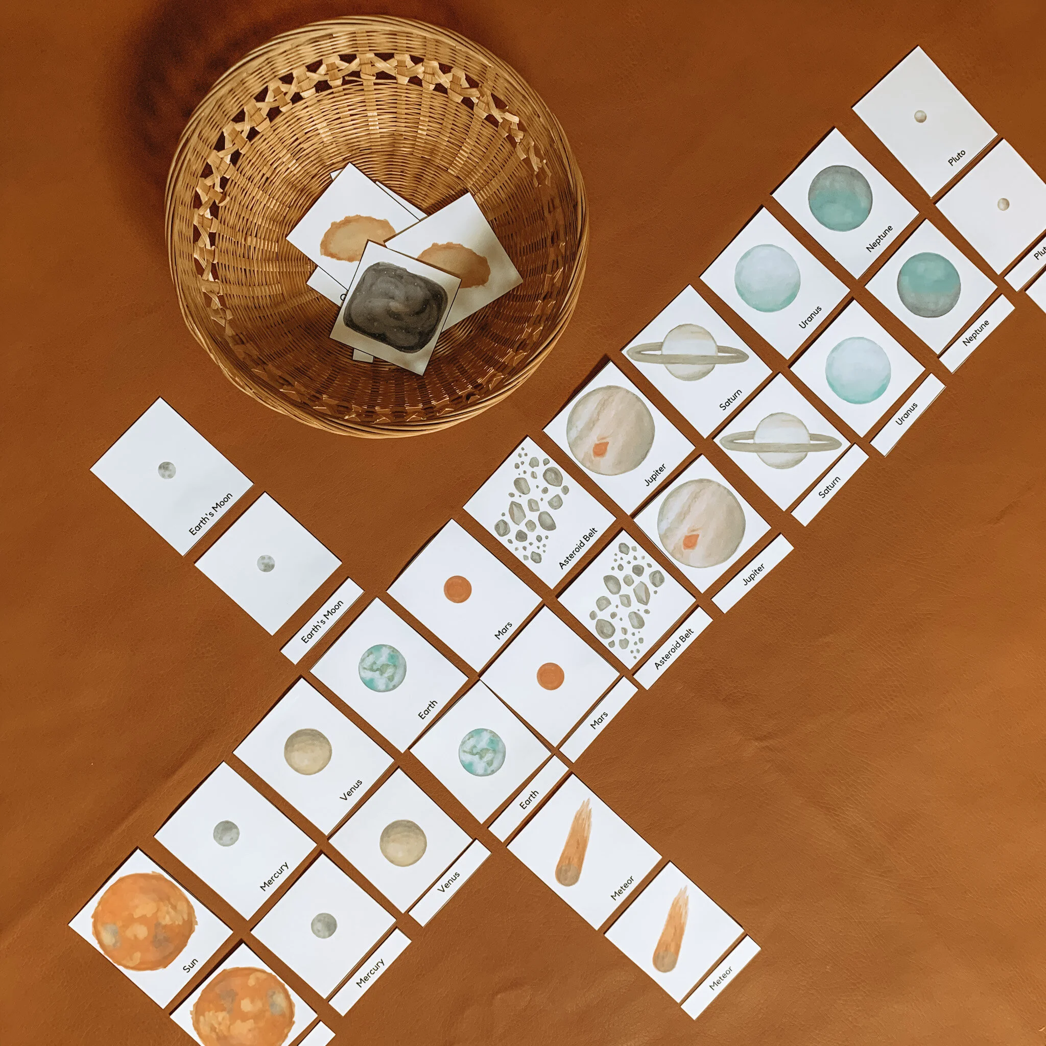 Montessori nomenclature cards matching activity for kids learning vocabulary and classification