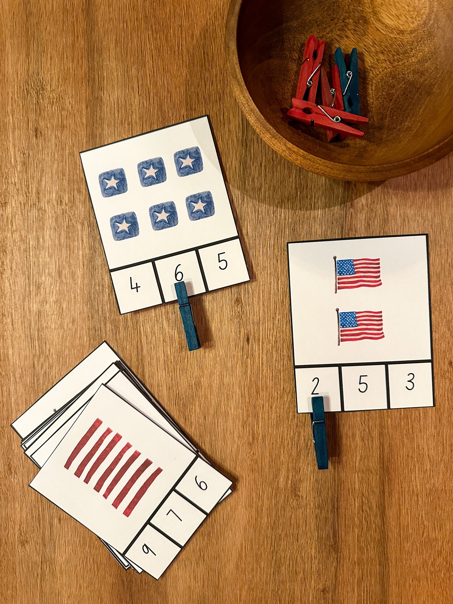American Flag Clothespin Cards