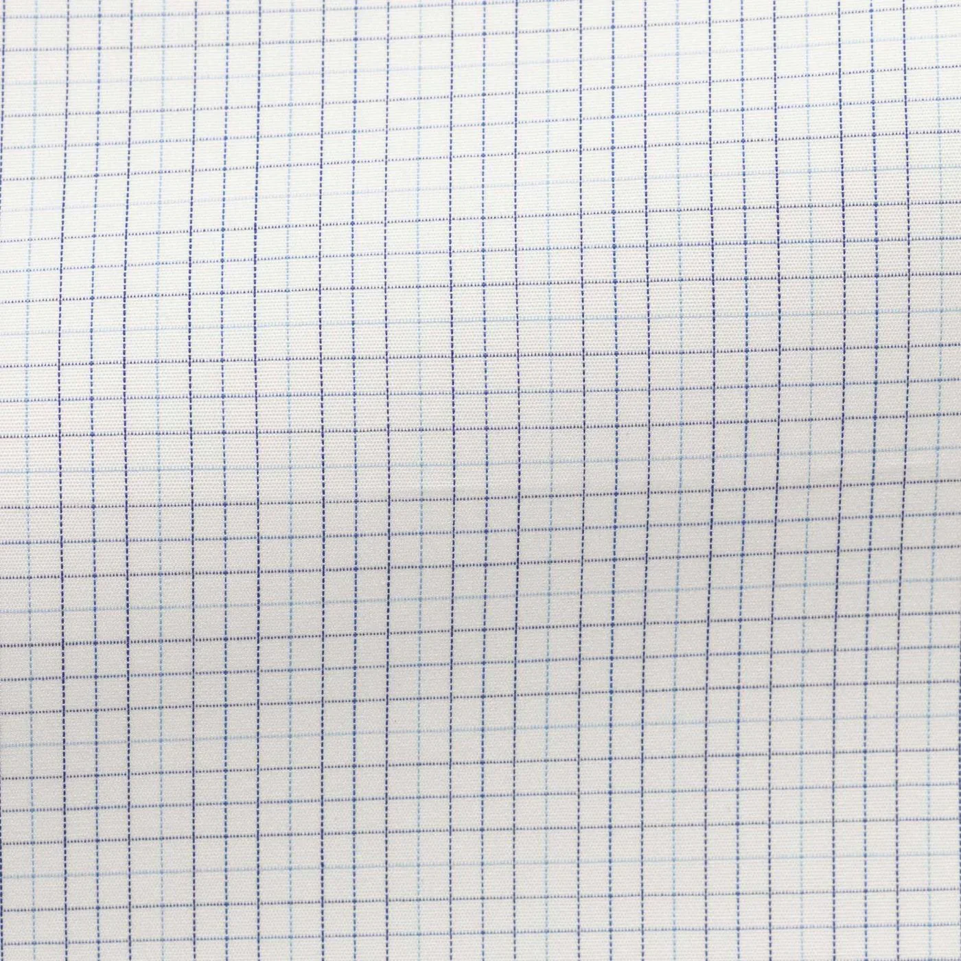 SH00326 white 120/2 cotton poplin with fine mixed blue tattersall check
