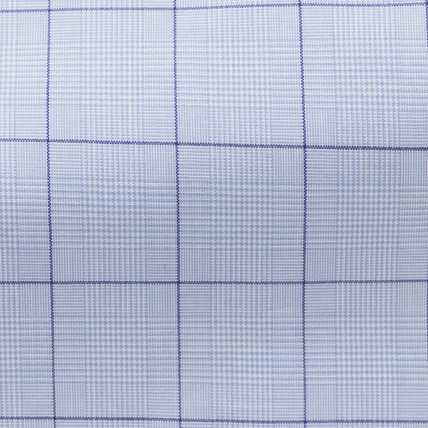 SH00296 white cotton poplin with mixed blue prince of wales