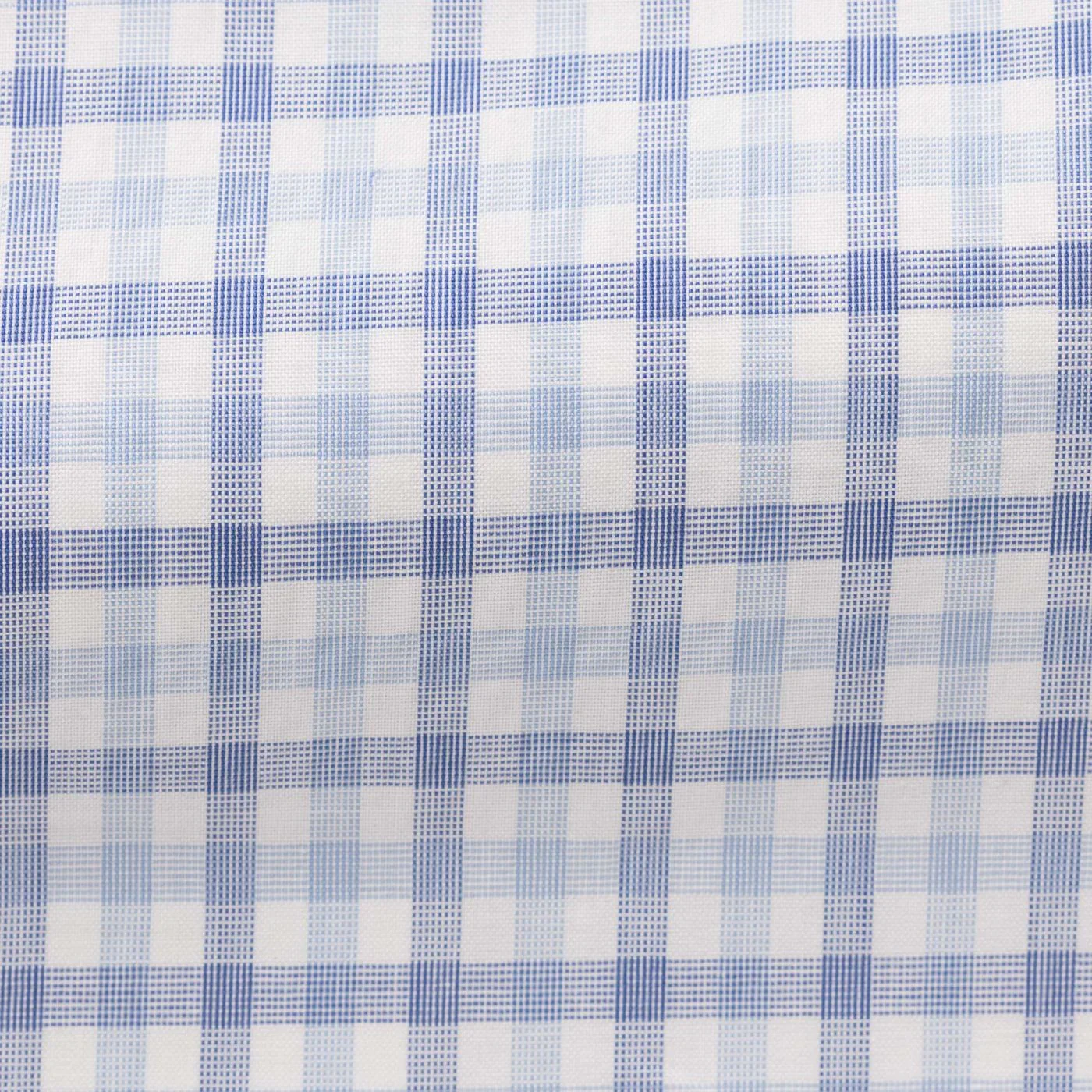 SH00295 white cotton fil-à-fil with mixed blue tattersall check