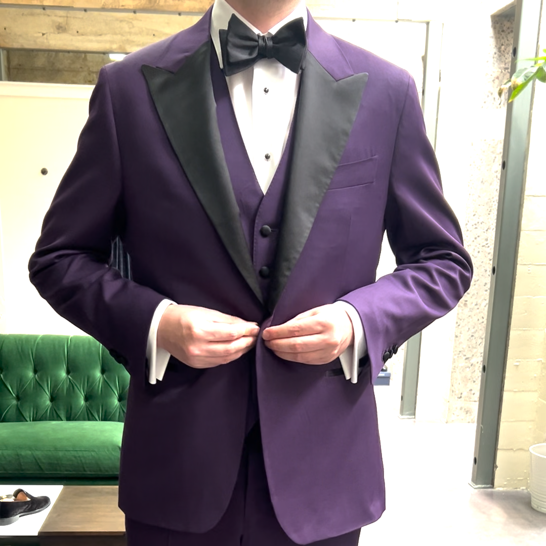 The Latest Purple Tuxedo with Satin Peak Lapels
