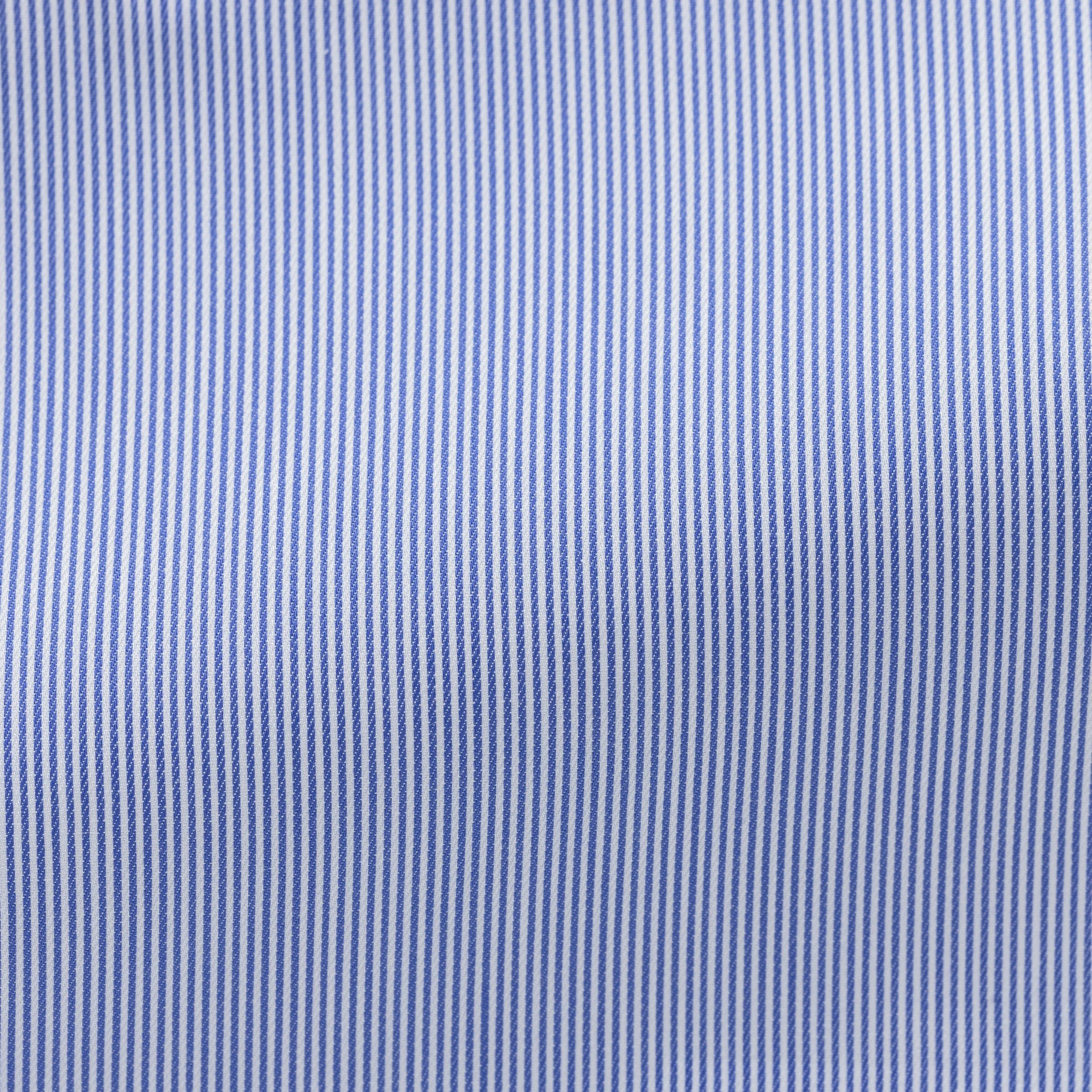 SH00023 white cotton twill with blue hairline stripe