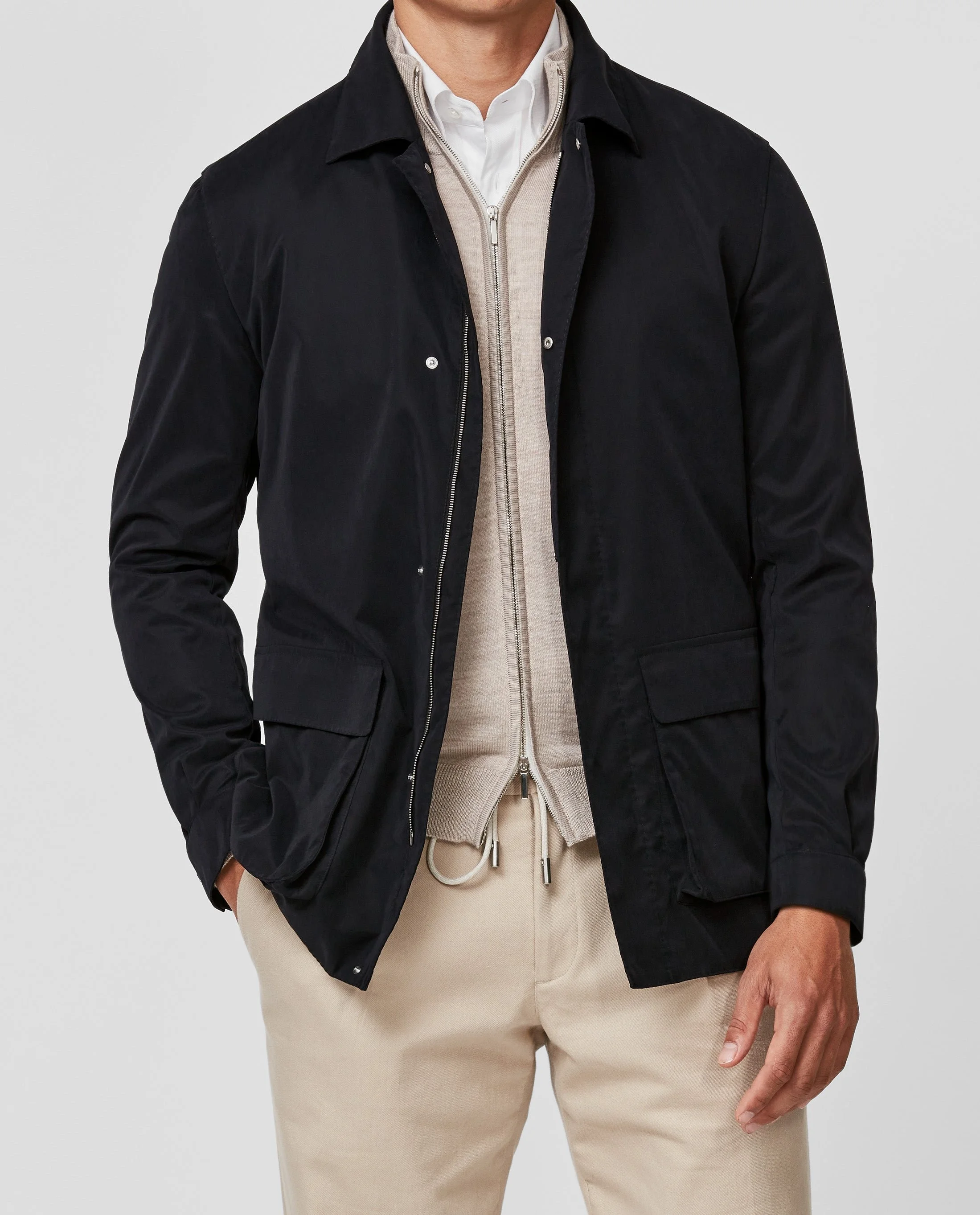 BL0021 midnight blue peached water-repellent technical fabric