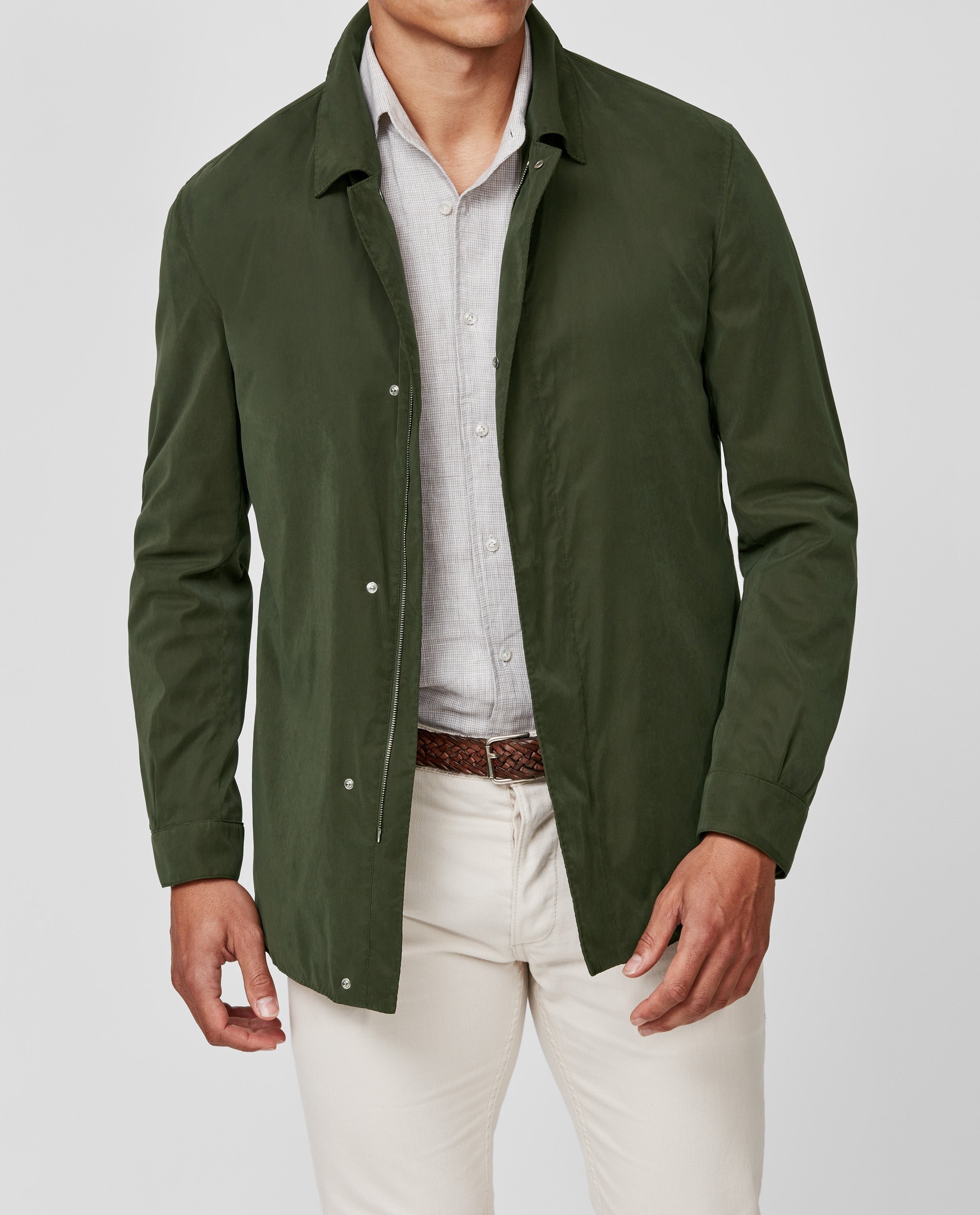BL0022 olive green peached water-repellent technical fabric