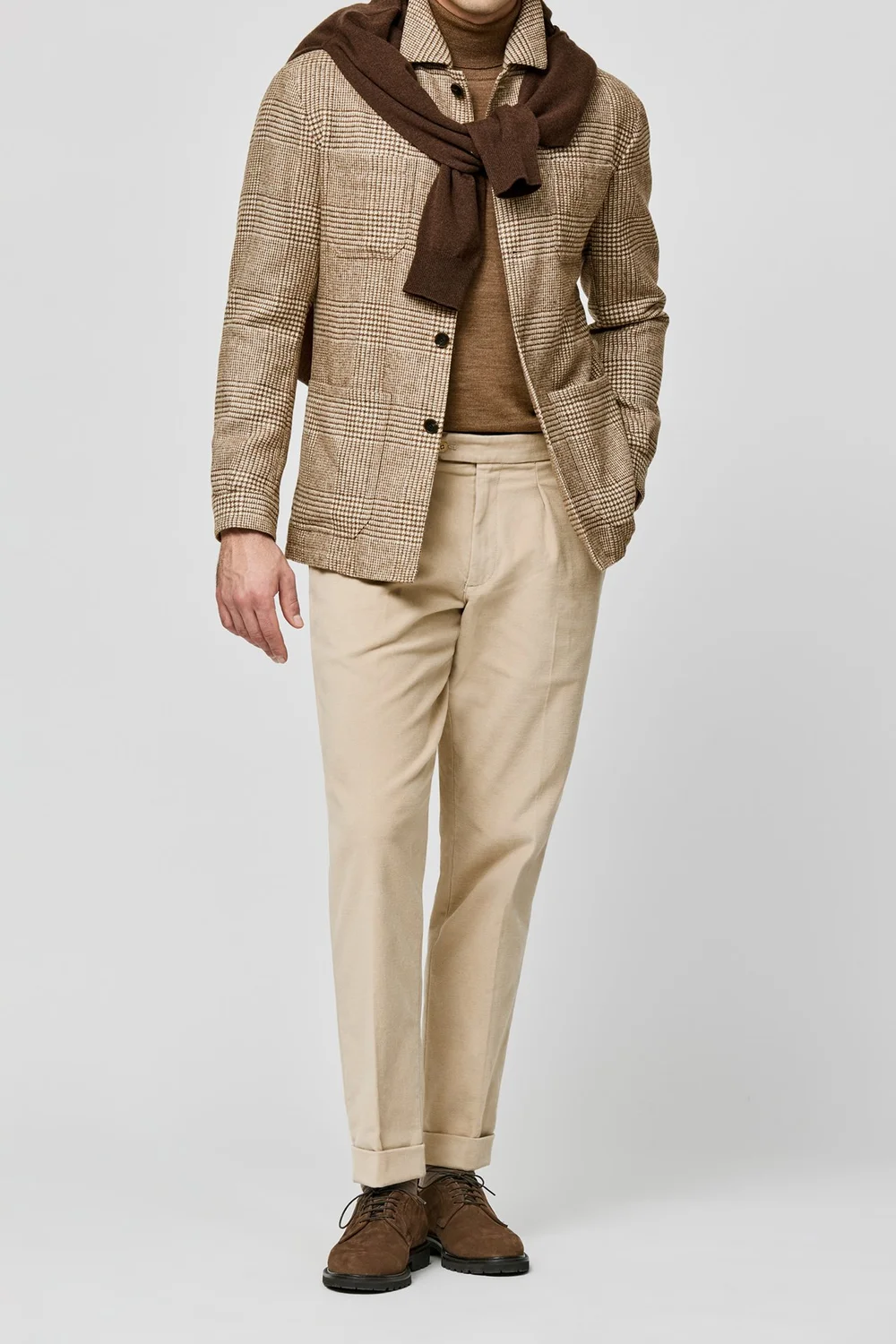 FW25 Ferla Light Brown Wool-Alpaca Soft Coat  Hall Madden