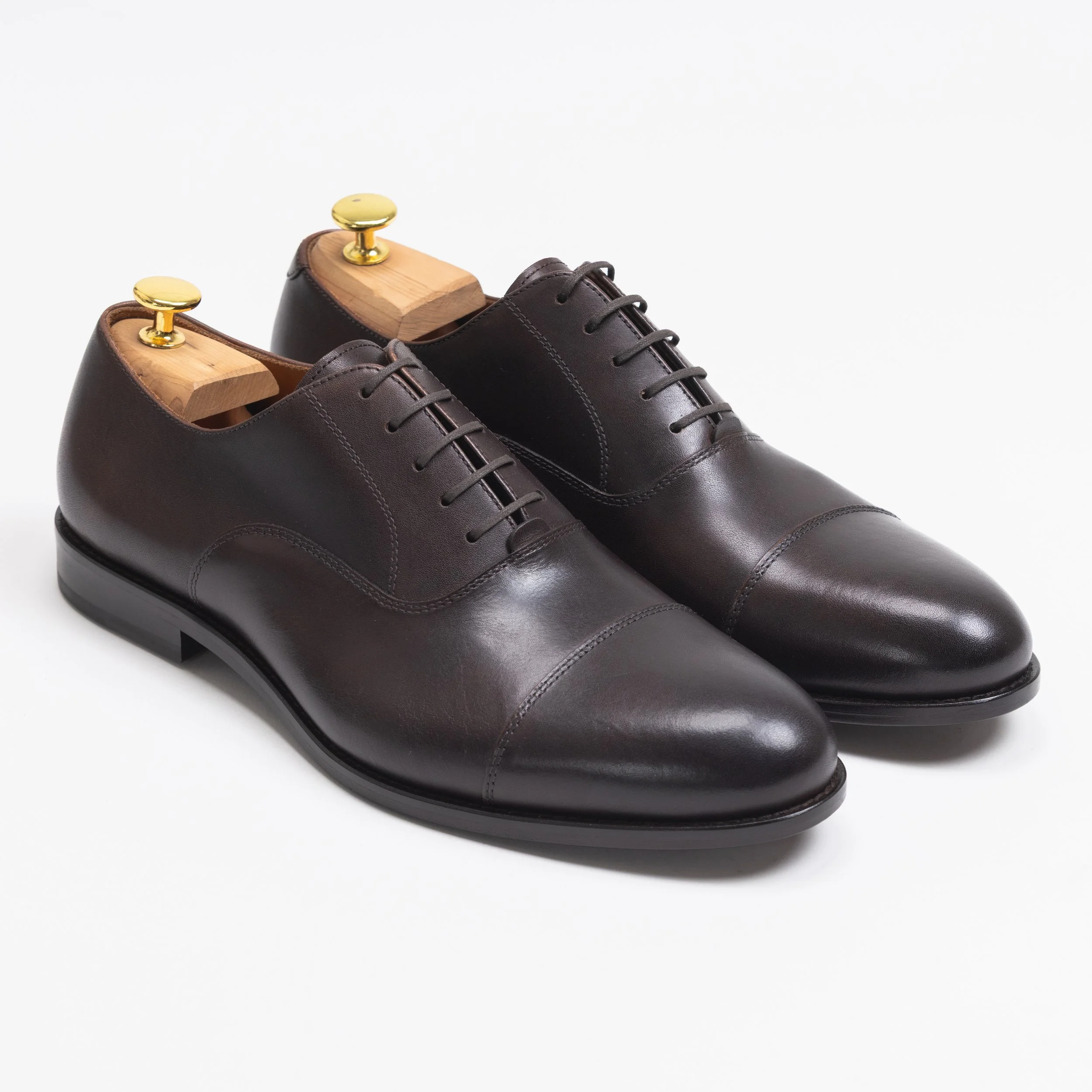 Brown Italian Leather Captoe Oxford