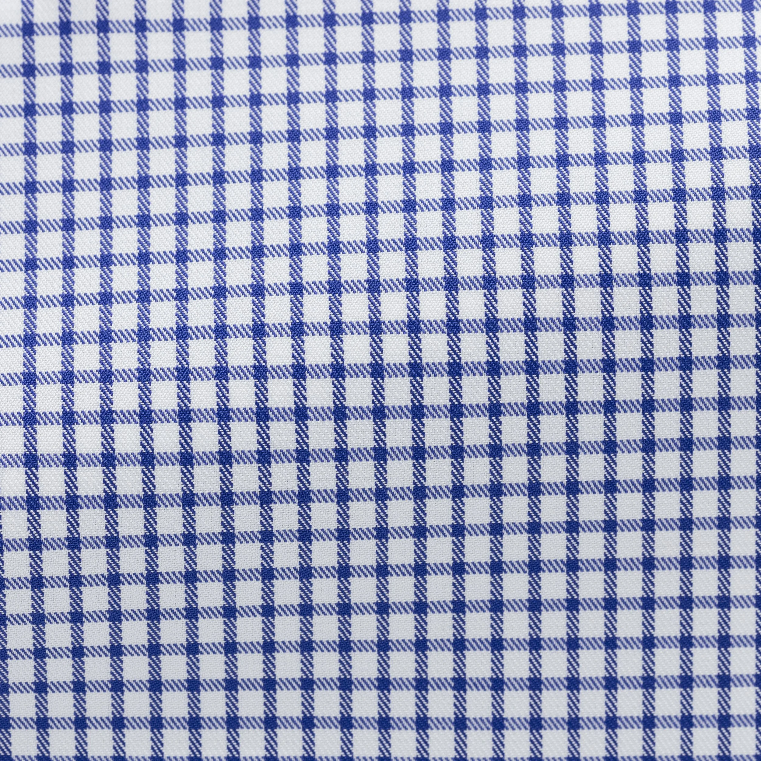 SH00138 white 100/2 cotton twill with dark blue check