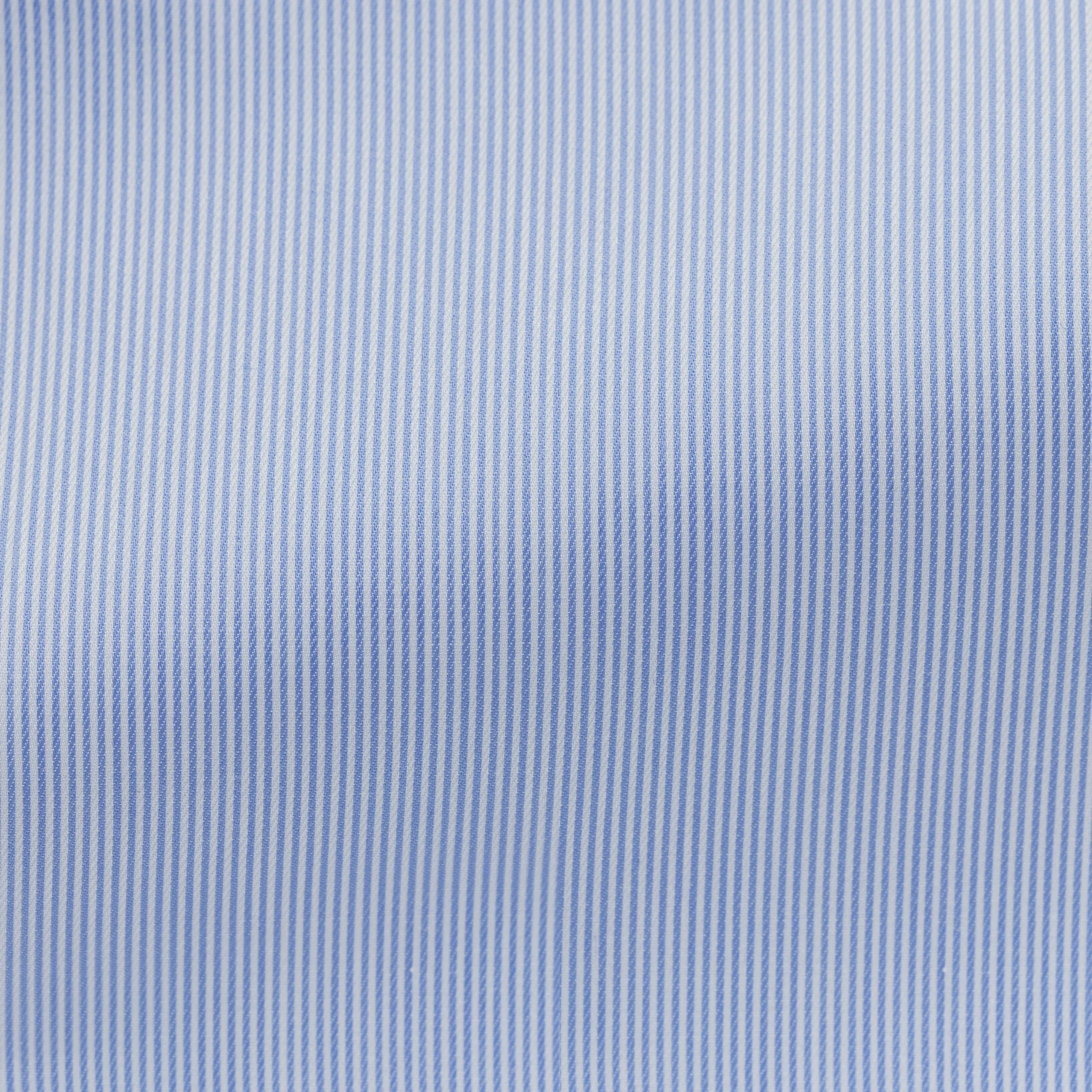 SH00022 white cotton twill with light blue hairline stripe