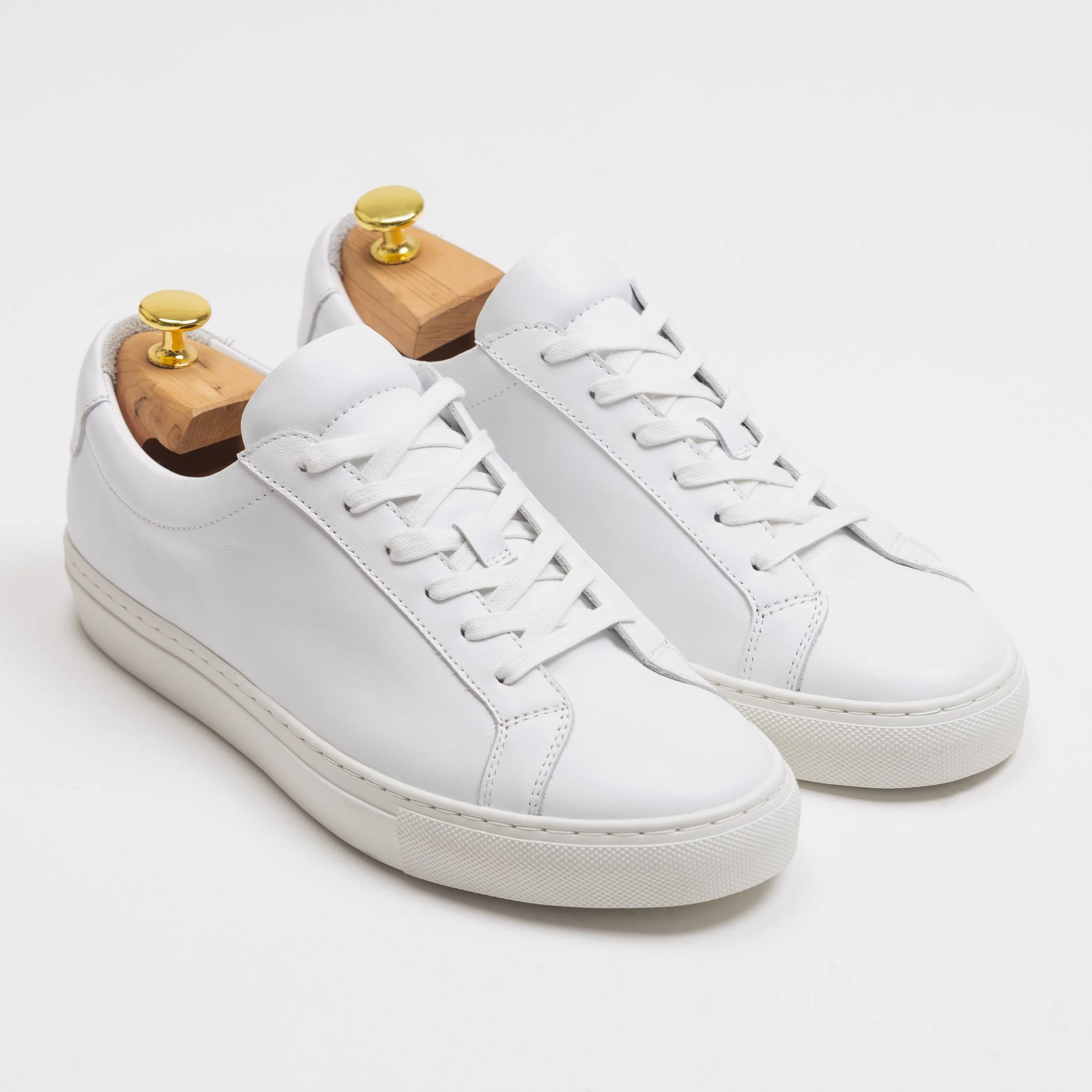 White Leather Low Top Sneakers