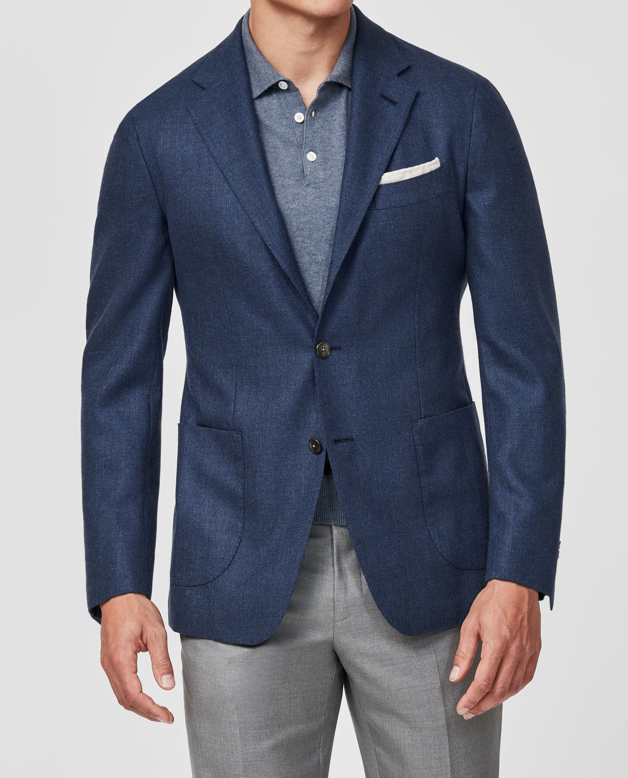 BL0037 indigo silk-wool basketweave