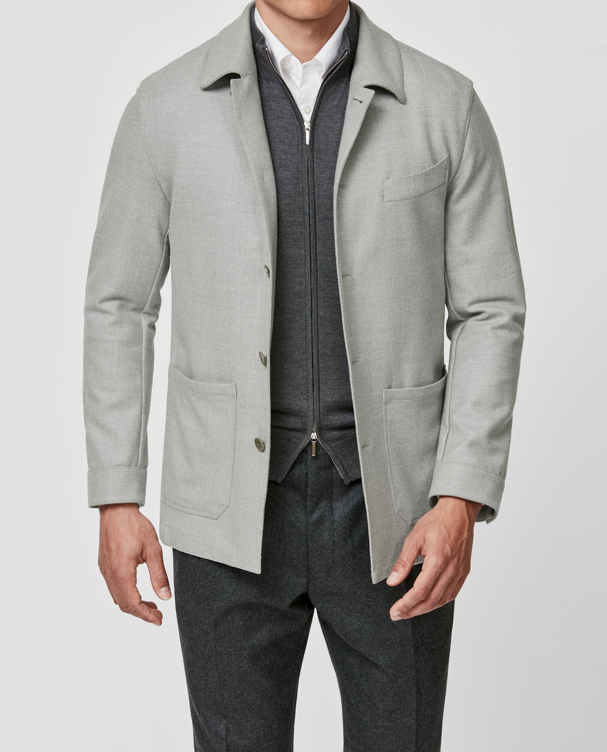 BL0032 Loro Piana light grey stretch wool flannel
