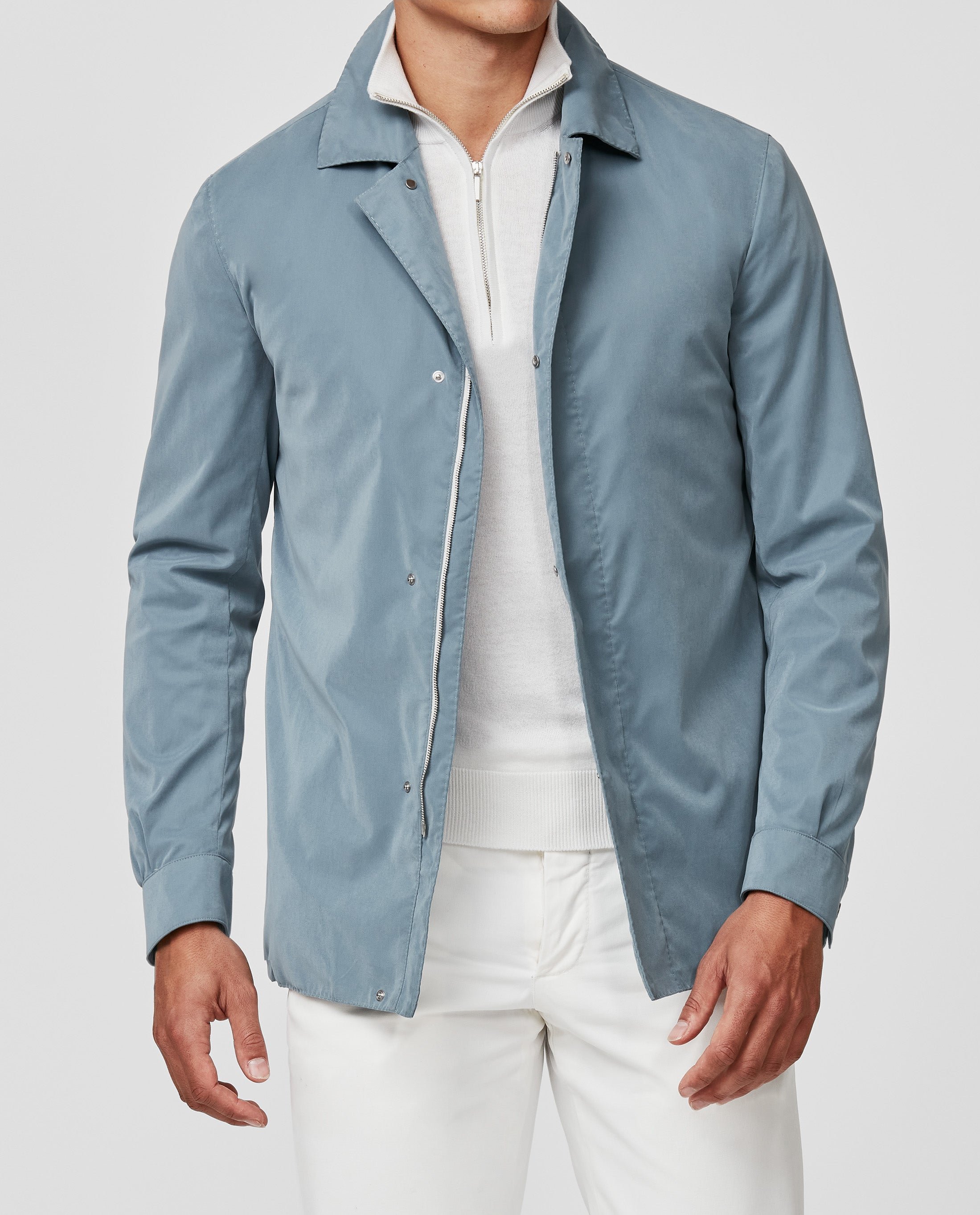 BL0025 dusty blue peached water-repellent technical fabric