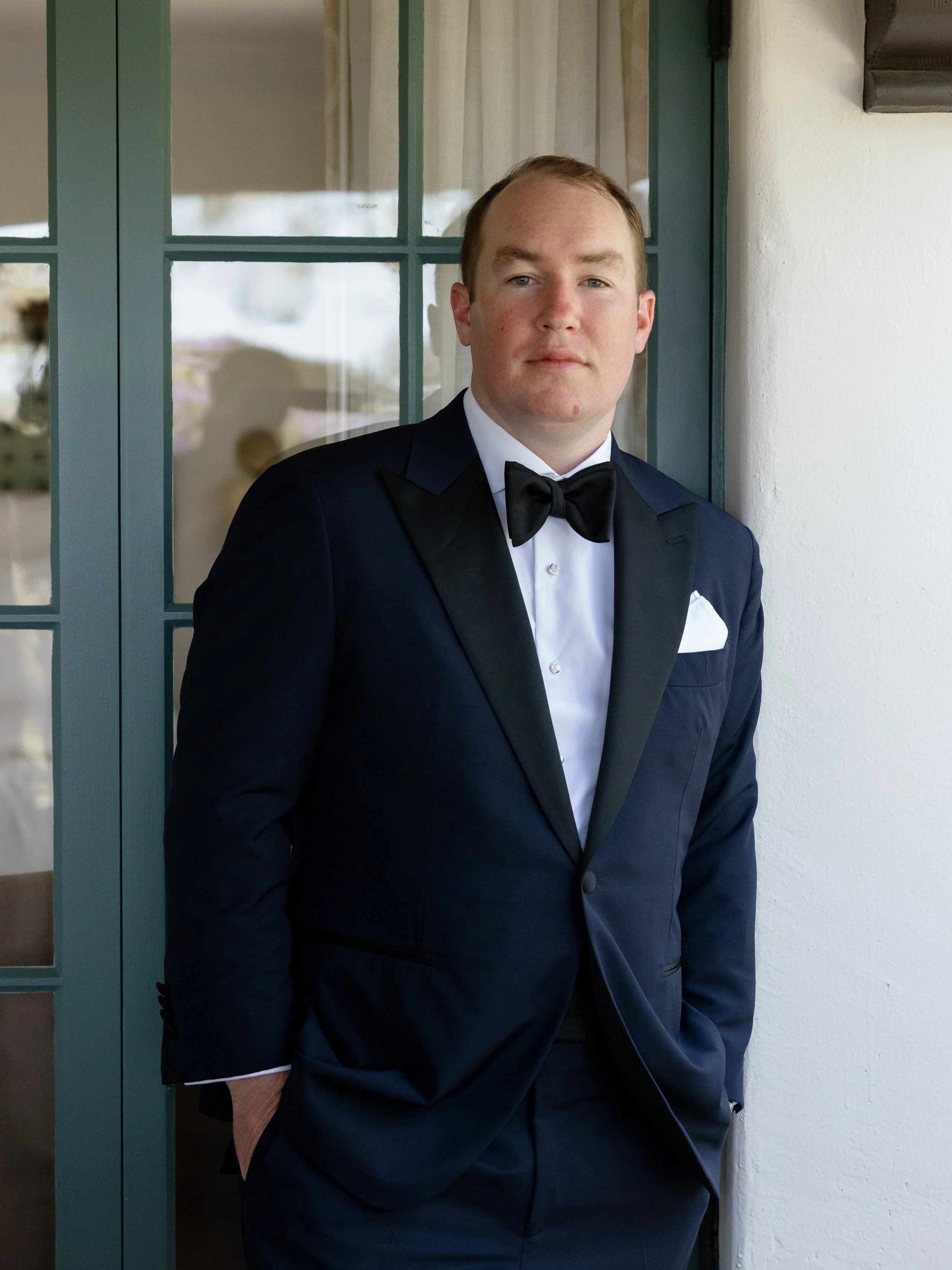 Midnight navy tuxedo wedding