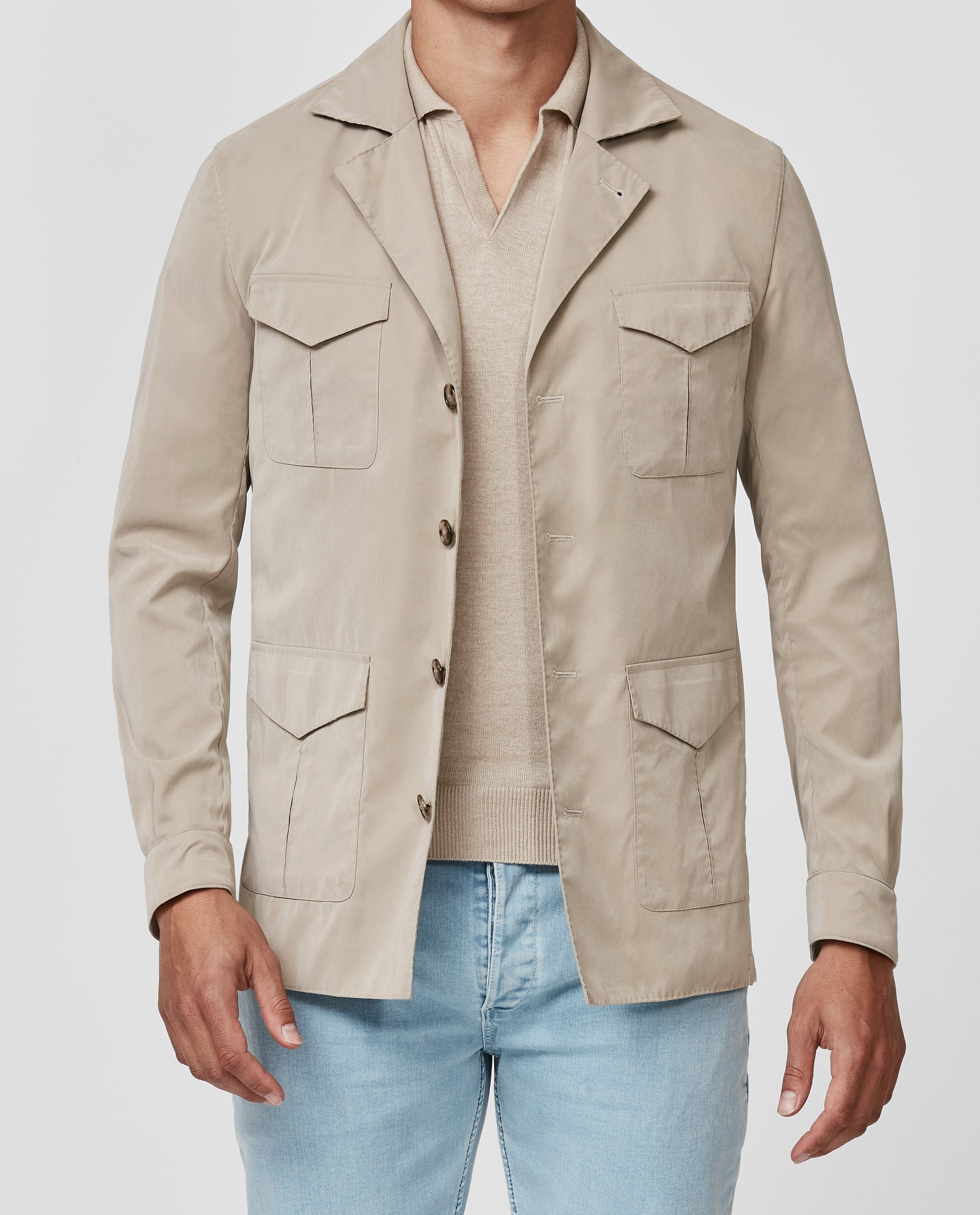 BL0026 sand peached water-repellent technical fabric