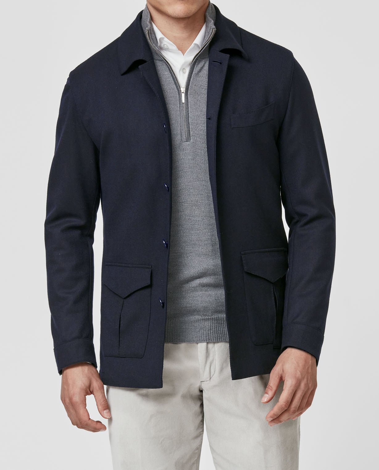 BL0030 Loro Piana midnight blue stretch wool flannel