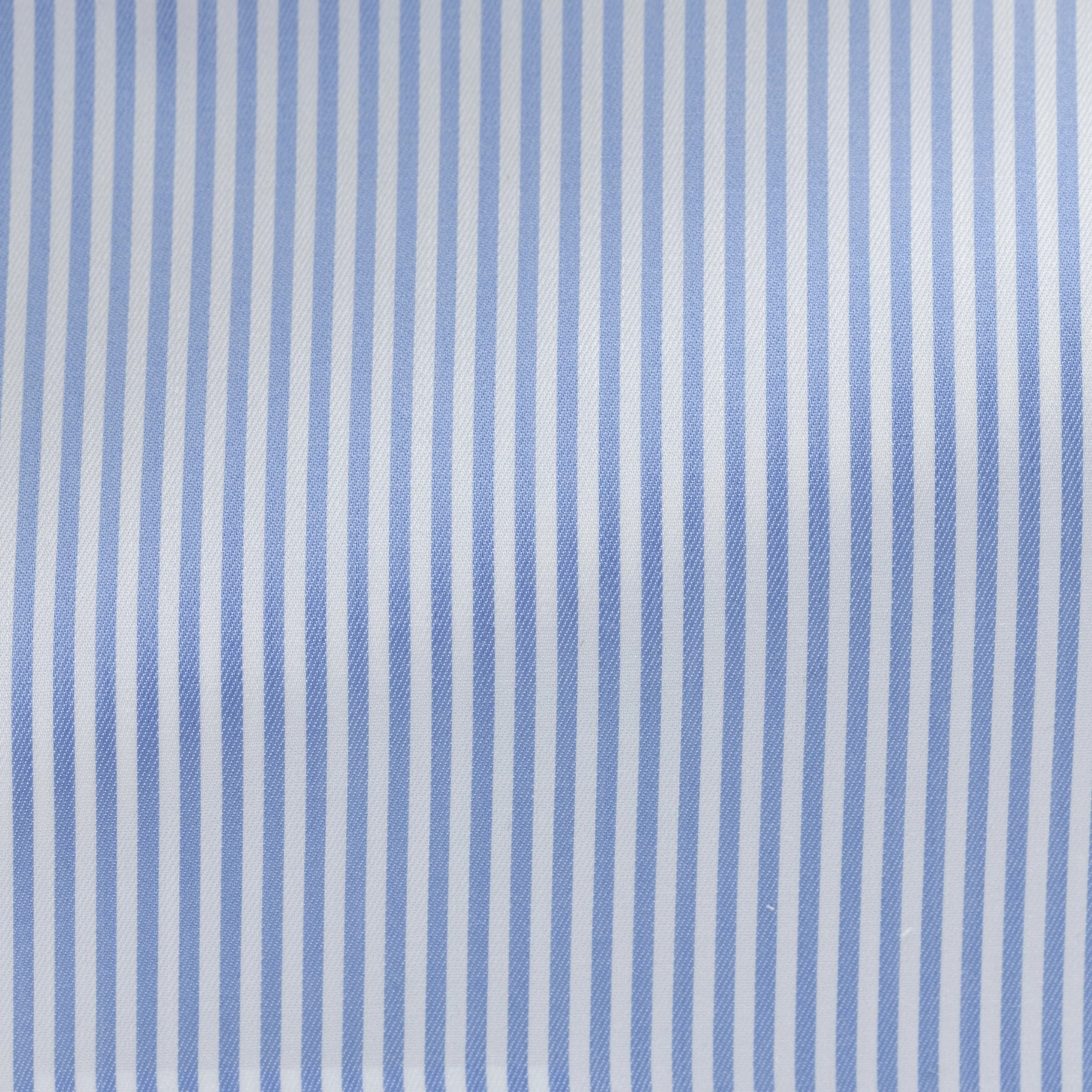 SH00024 white cotton twill with light blue stripe