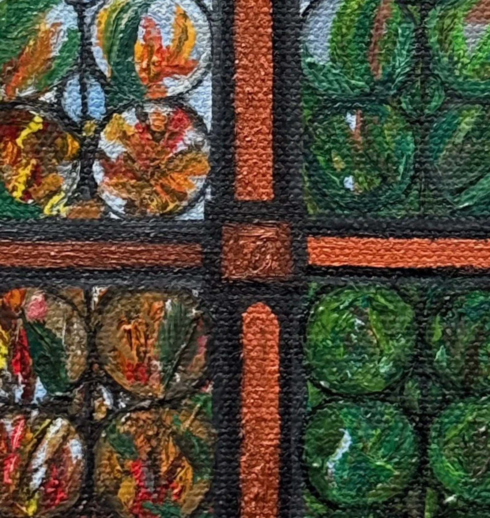 Gothic Fall
12"x6"  30.4  cm x  15.2 cm
Oils on Canvas
detail