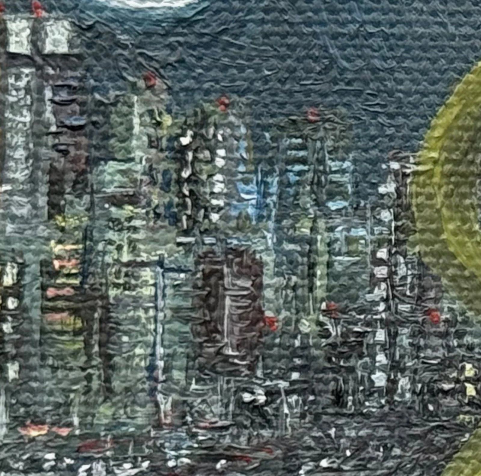 Twist and Towers 
4”x4"   10 cm x 10 cm
Oils on Canvas
2026
detail