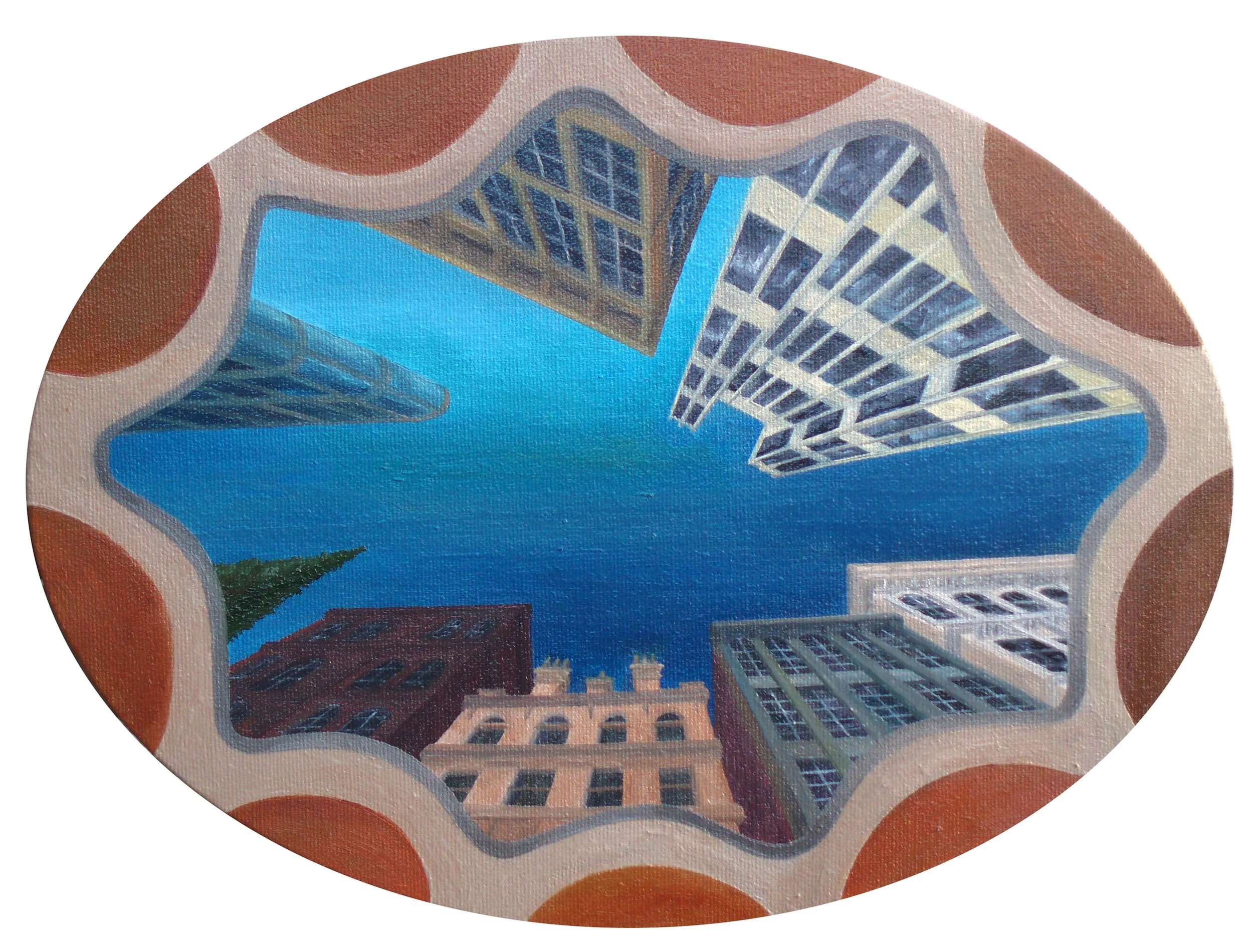 Deep Oval Sky 
9"x12" 23 cm x 31 cm 
Oils on Canvas