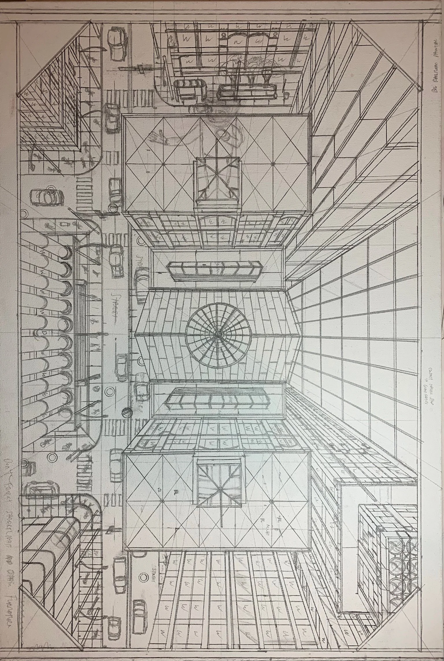 Sketch - Working Title: Down on the Dome 24"x36" 61 cm x 91.4 cm